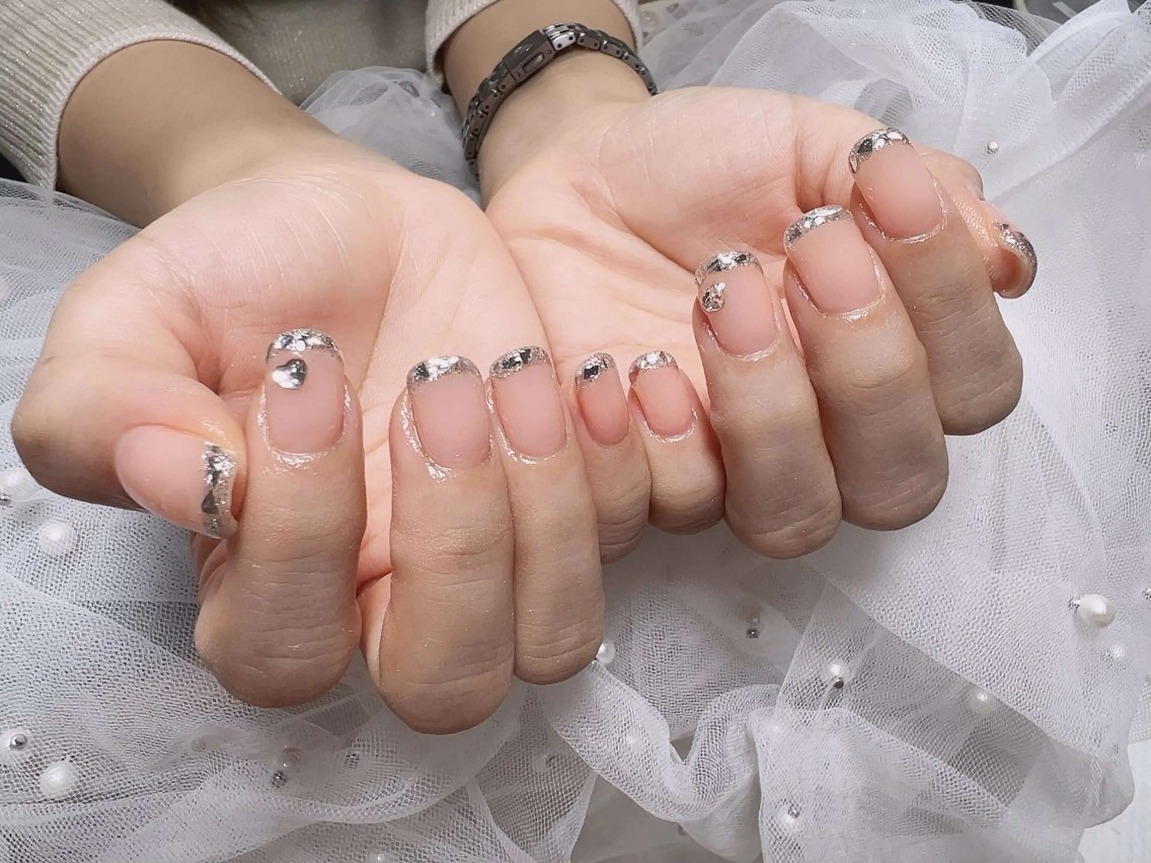 ネイル フレンチネイル ガラスフレンチ ハンドネイル Nail NaNaのネイルデザイン