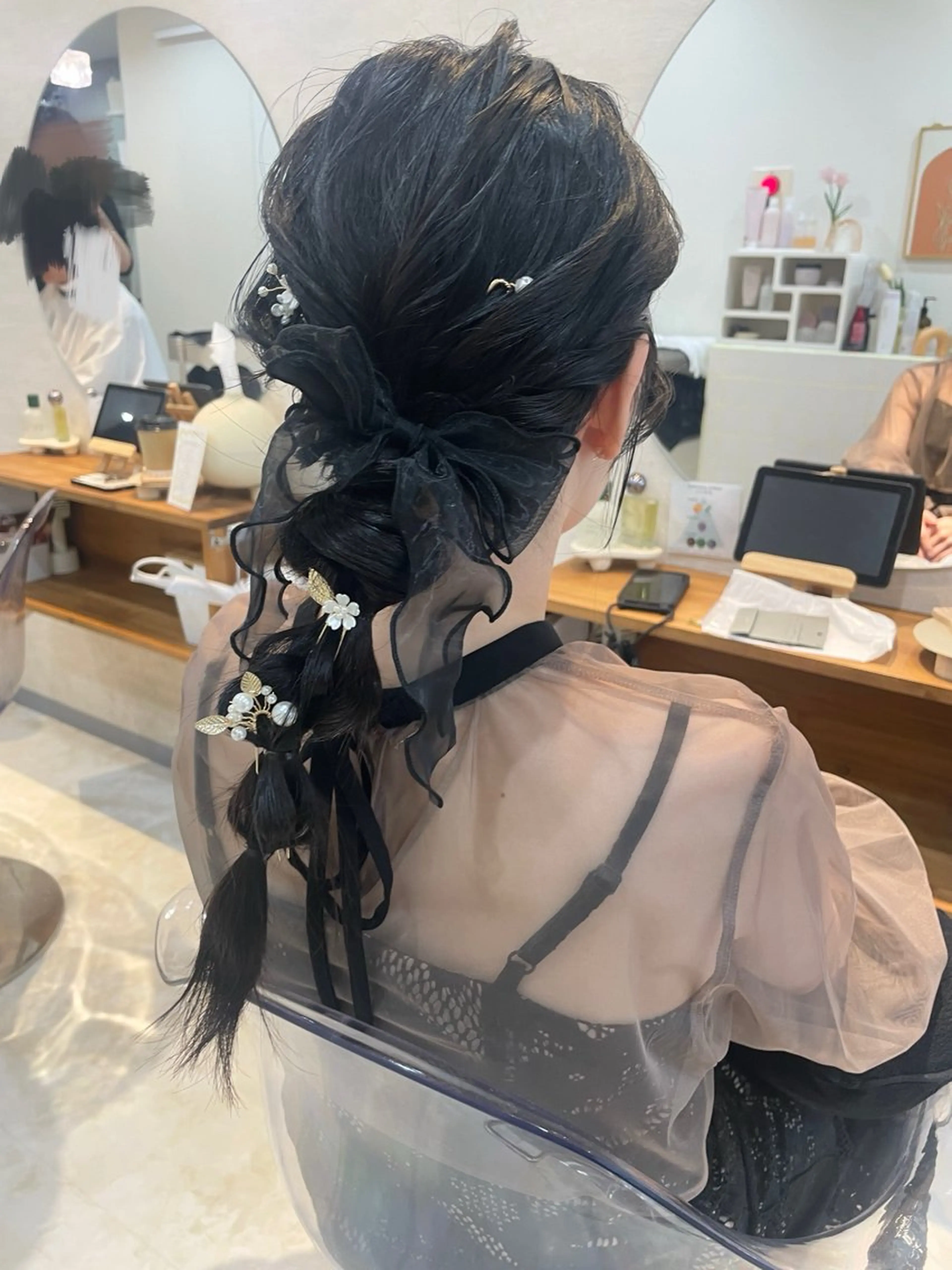 セミロング お呼ばれヘア/セット /ヘアアレンジ/れいのヘアスタイル