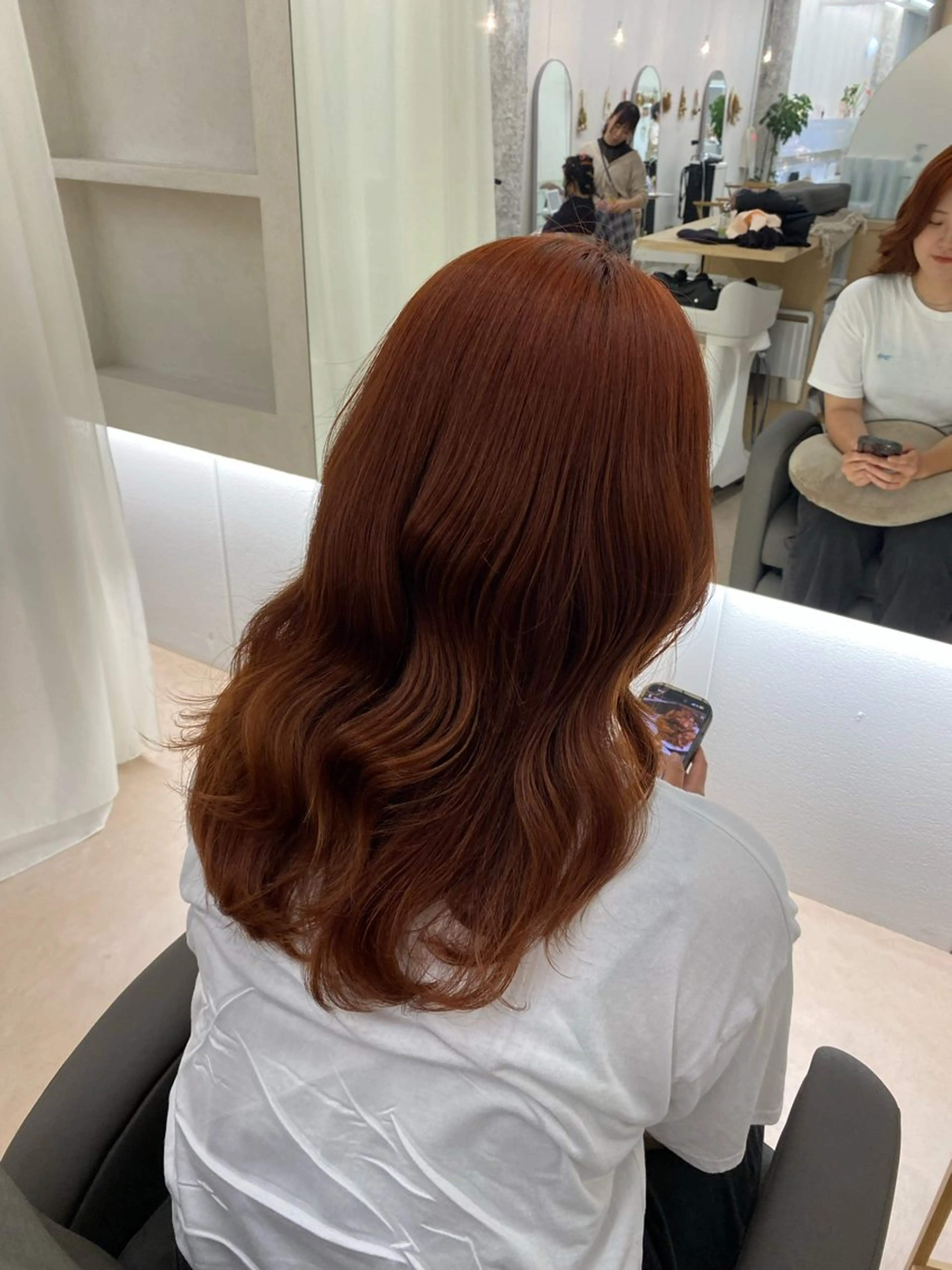 セミロング カラー ブラウンカラー オレンジ オレンジブラウン ヘアカラー トリートメント NIKO/名古屋/ 伏見/花屋併設のヘアスタイル