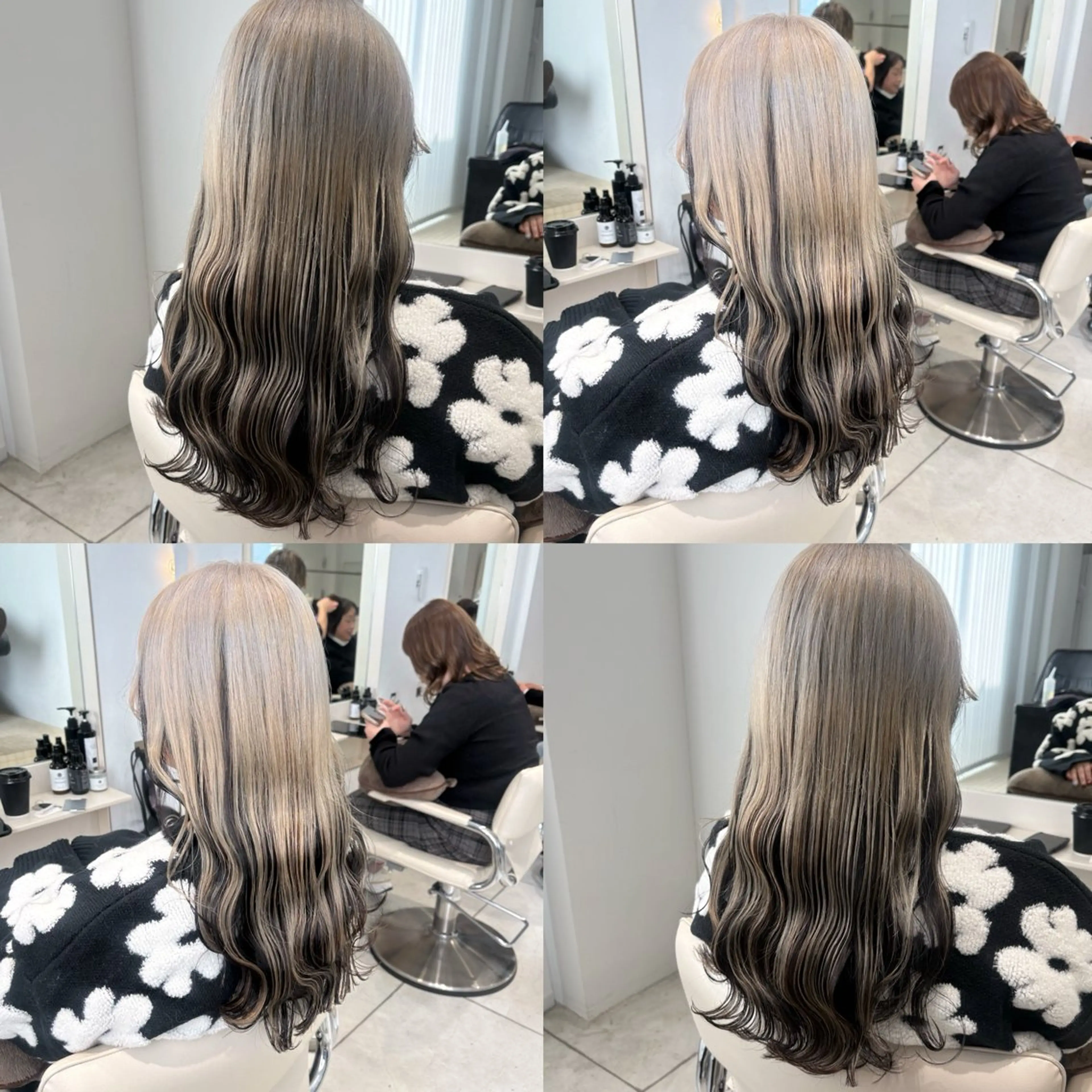 セミロング カラー ベージュカラー ブロンド デザインカラー ダブルカラー ハイトーンカラー カット ヘアカラー トリートメント ヘッドスパ ヘアセット カジュアルを女っぽく 𝗮𝘆𝗮𝗰𝗼のヘアスタイル