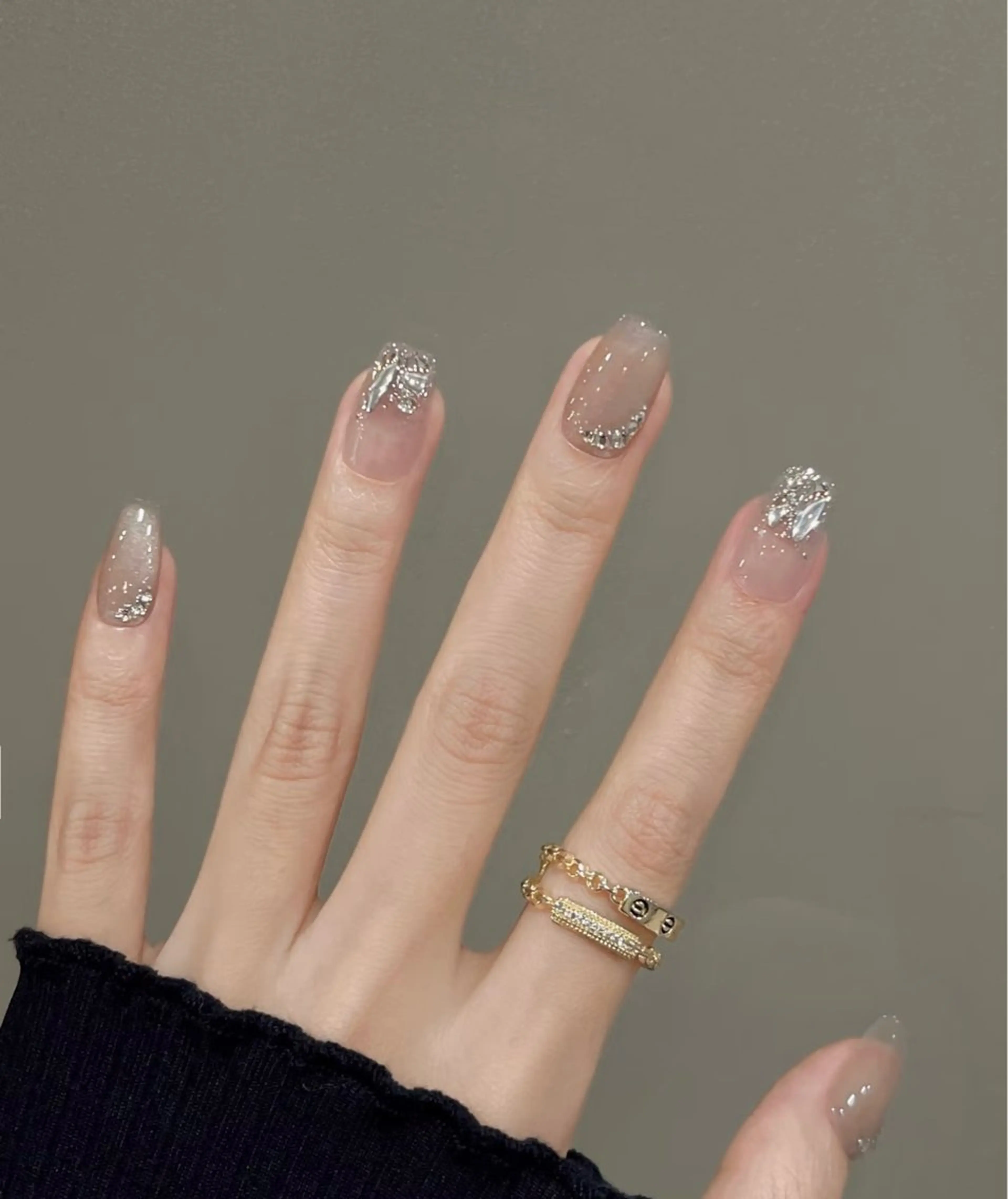 ネイル オーロラネイル チークネイル フレンチネイル ガラスフレンチ グラデーション ハンドネイル H&Bsalon カイのネイルデザイン