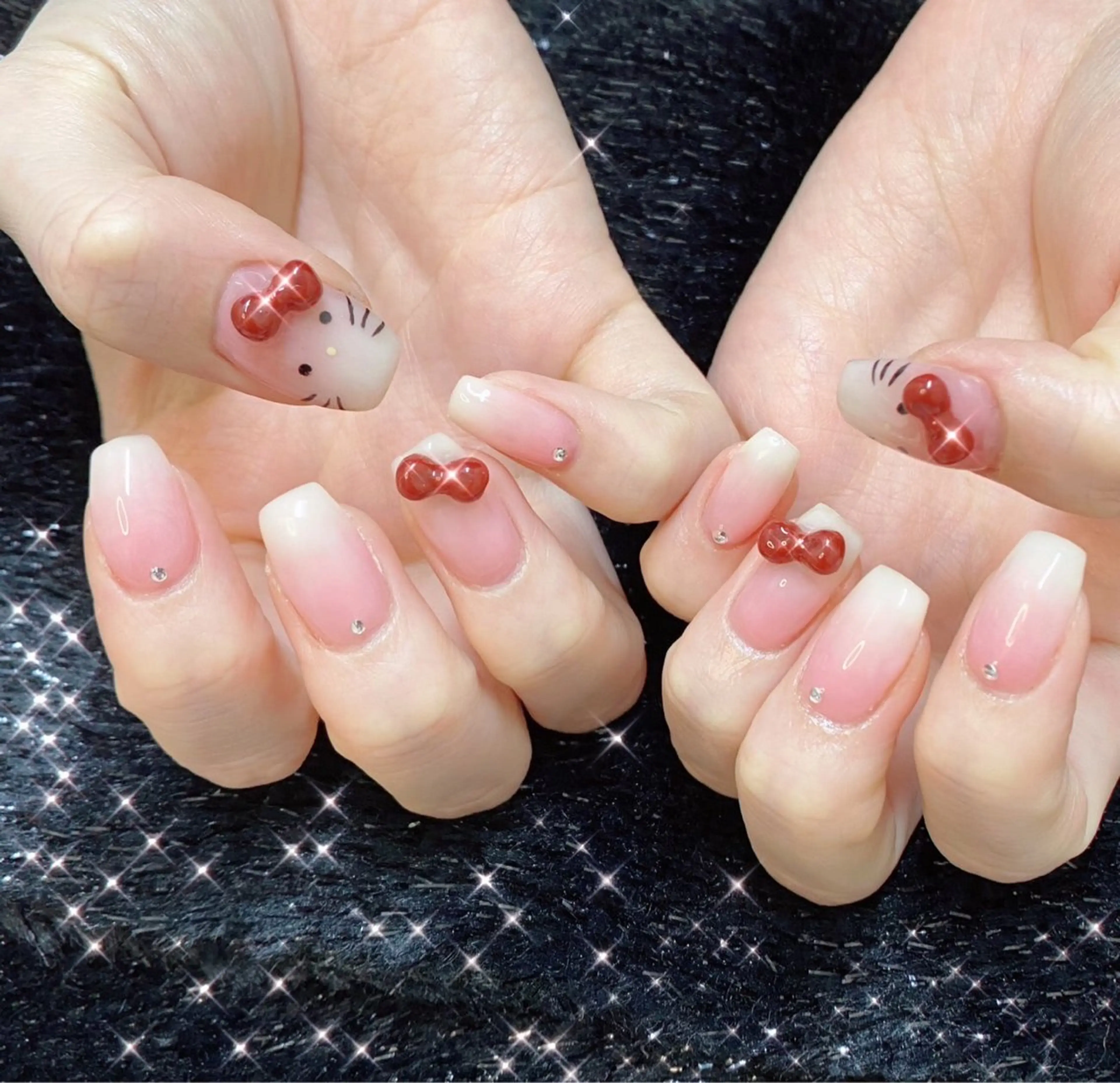 ネイル 成人式 フレンチネイル ジェルネイル ガラスフレンチ グラデーション ハンドネイル ハンドケア 大門浜松町 ネイルのネイルデザイン