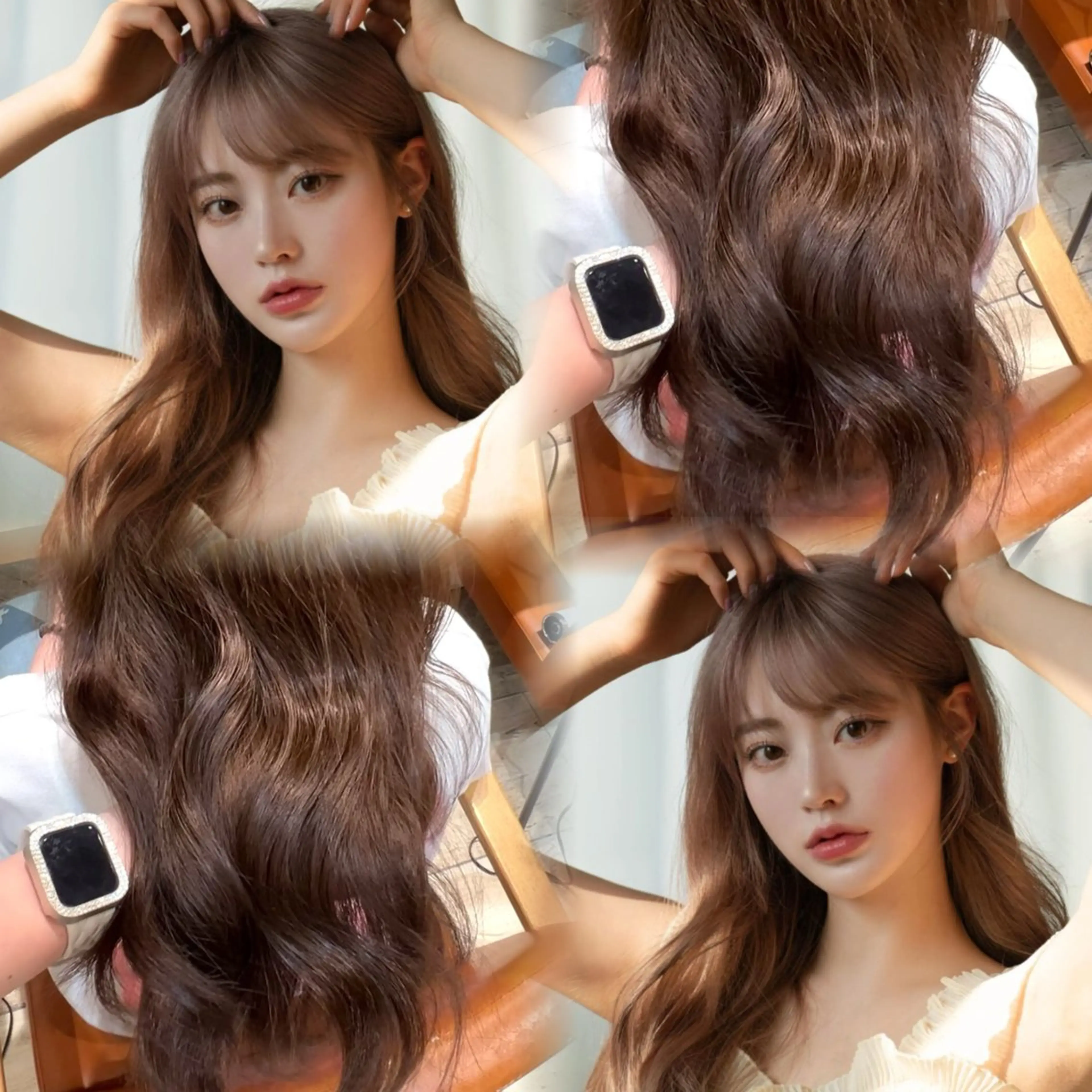 ミディアム ヘアカラー しゅり/韓国艶カラー 🩶🫧エクステ🎀のヘアスタイル