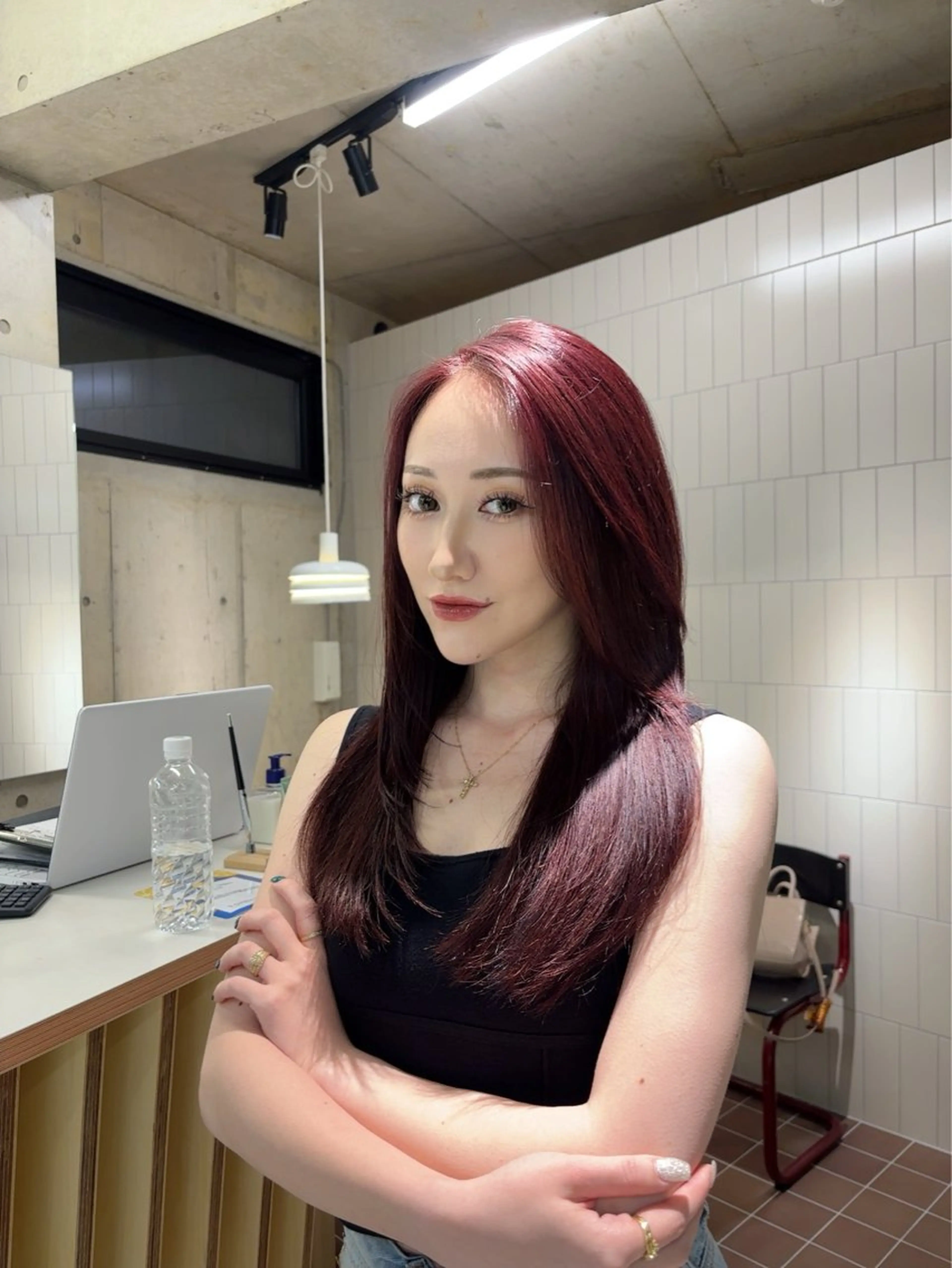 セミロング カラー ブリーチ ブリーチなしカラー レッドカラー ban's beauty dream所属・透明感／髪質改善 ／ りかのヘアスタイル