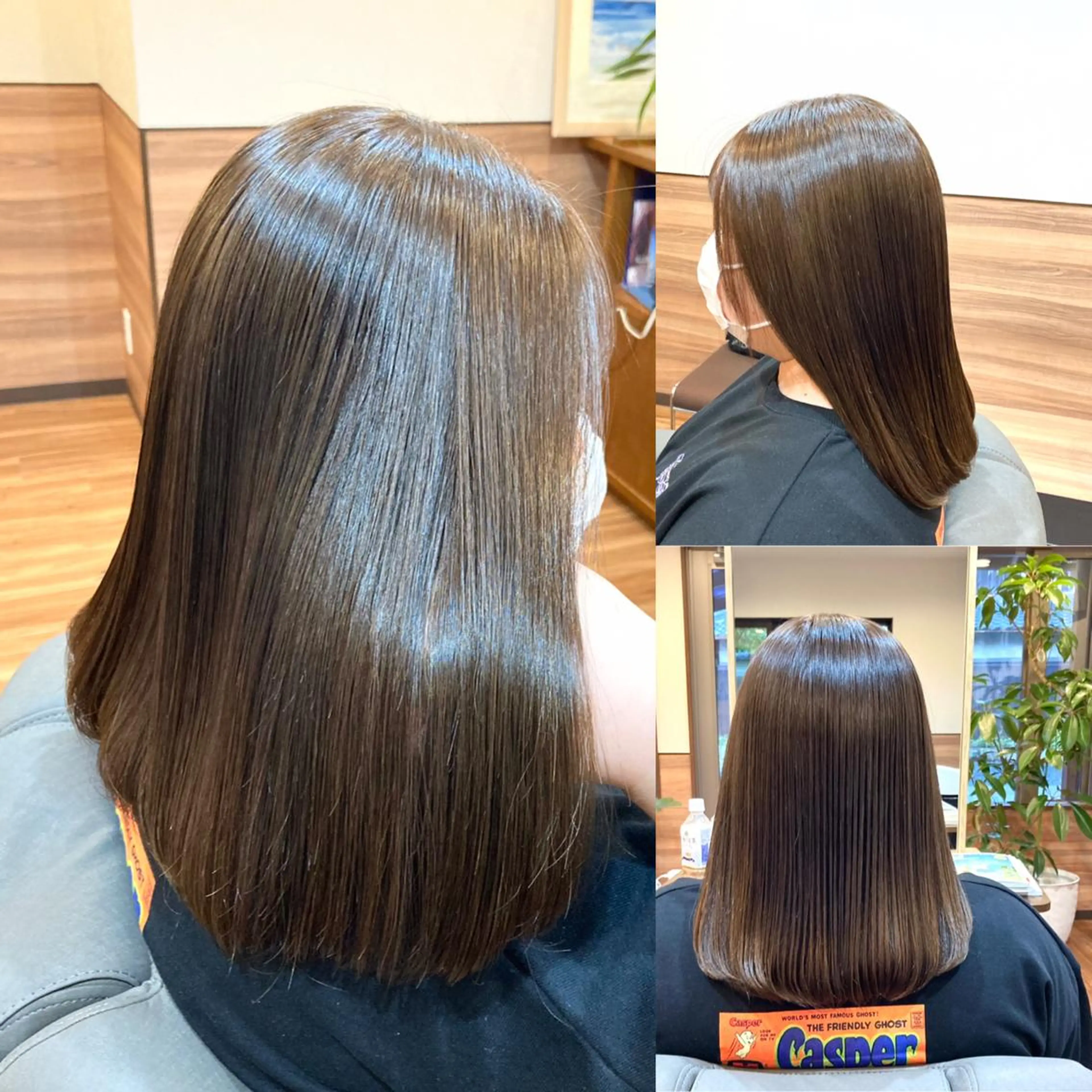 ミディアム カラー パーマ 髪質改善 縮毛矯正 トリートメント Annon プライベートサロンのヘアスタイル