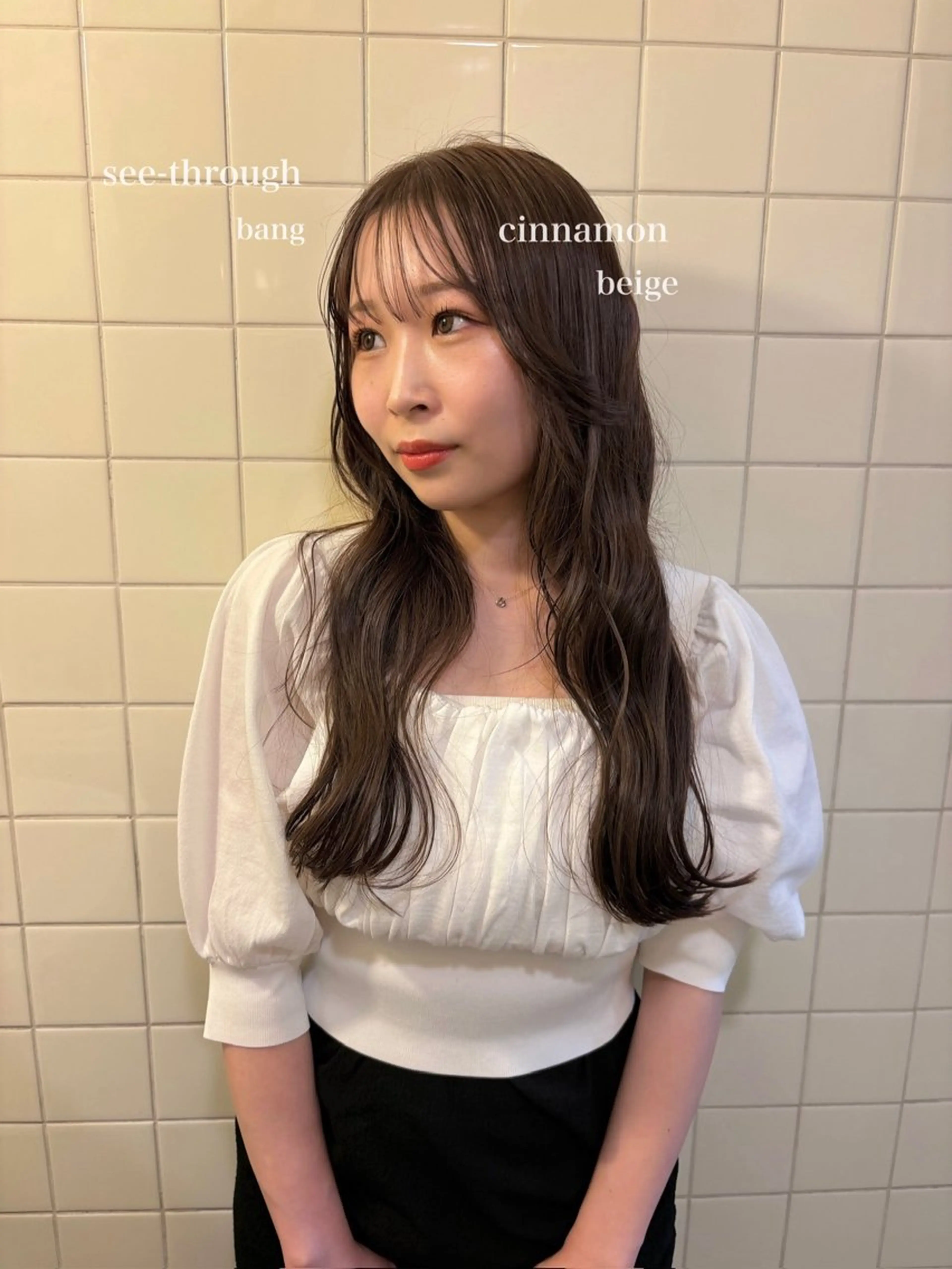 ロング カラー カット ヘアカラー トリートメント 韓国ボブ&顔まわり レイヤー♡TOMOEのヘアスタイル