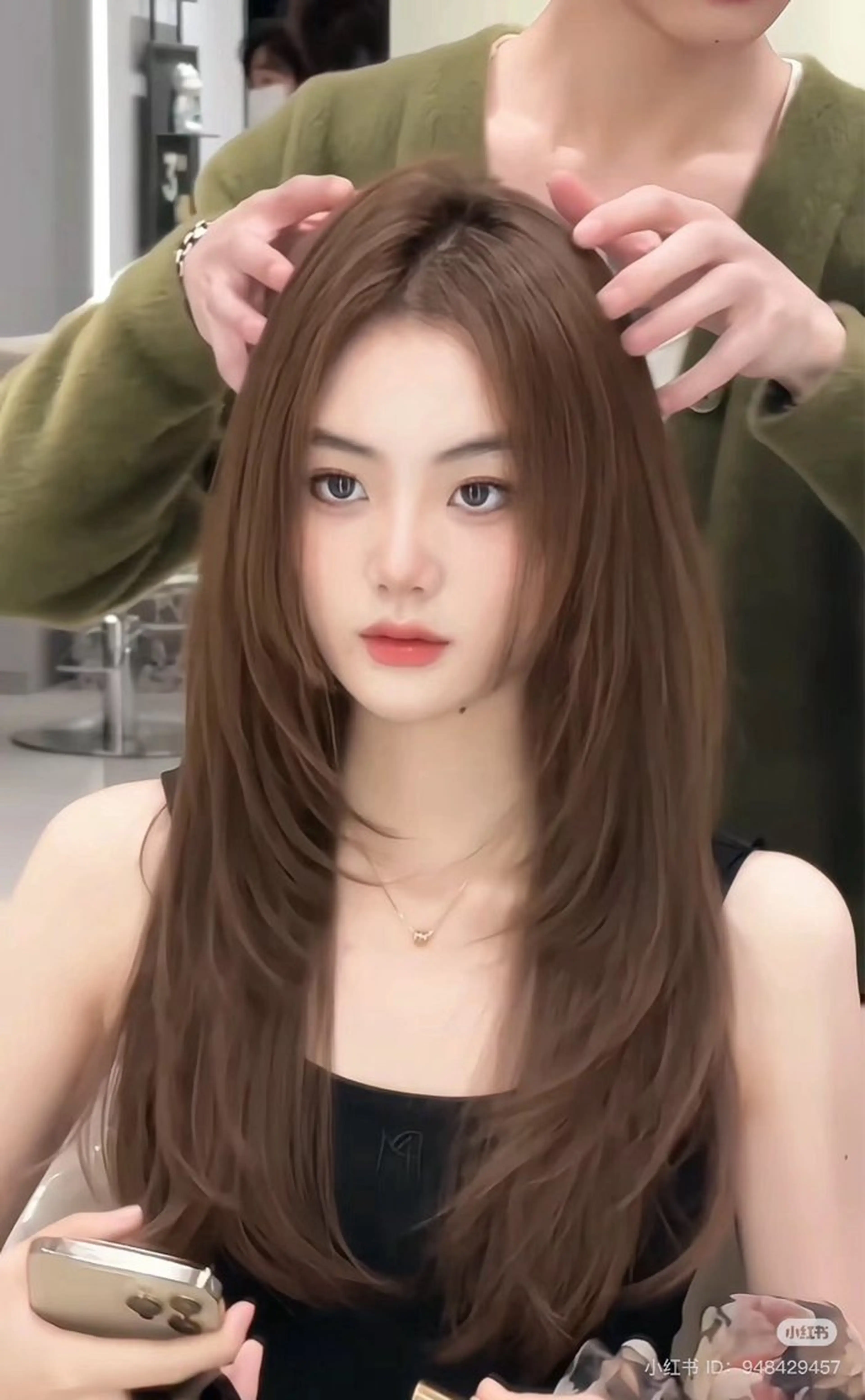 ロング カラー レイヤーカット カット ヘアカラー トリートメント ヘアセット 【韓国レイヤー特化 ハッシュカット】のヘアスタイル