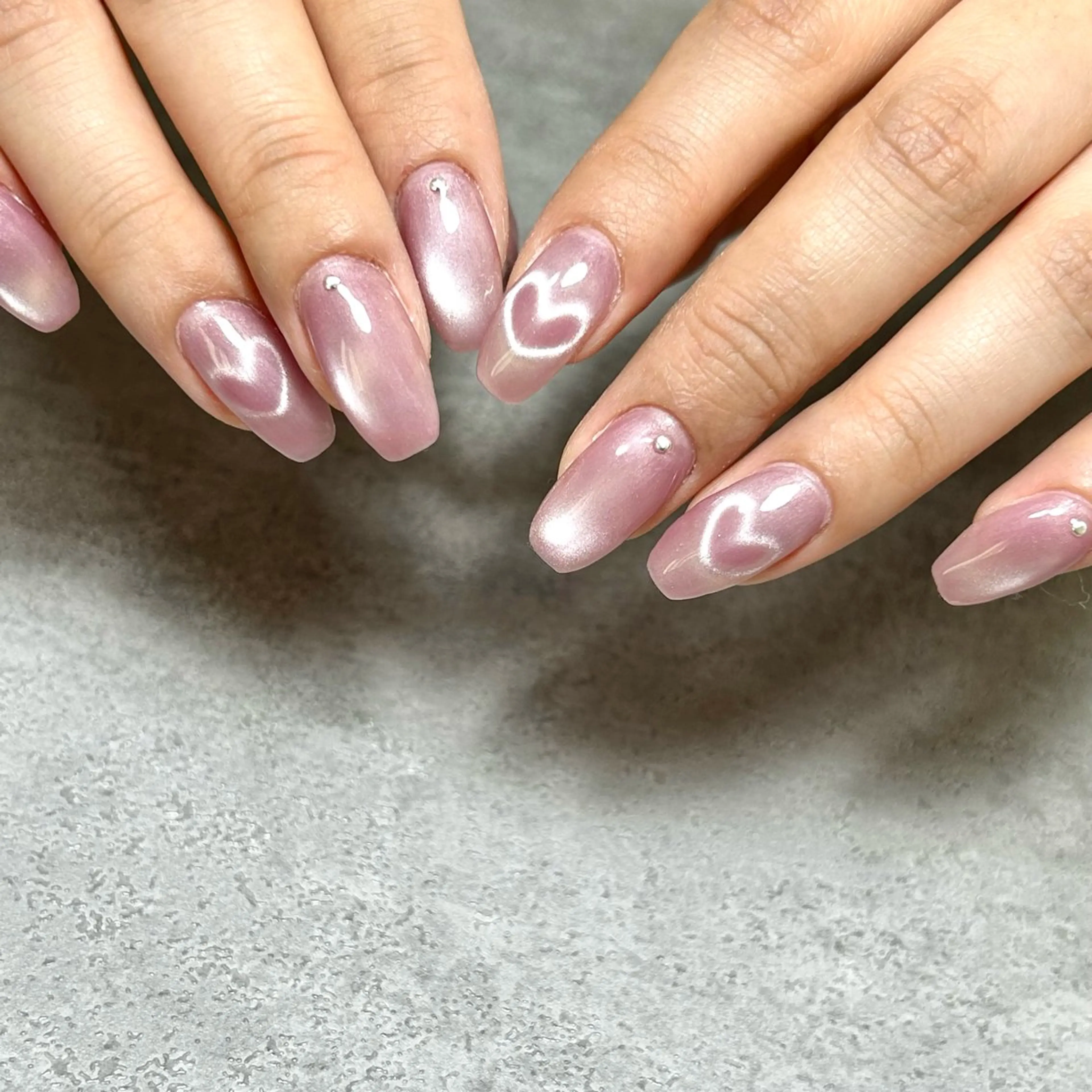 ネイル ハート マグネットネイル y.na _nail_のネイルデザイン