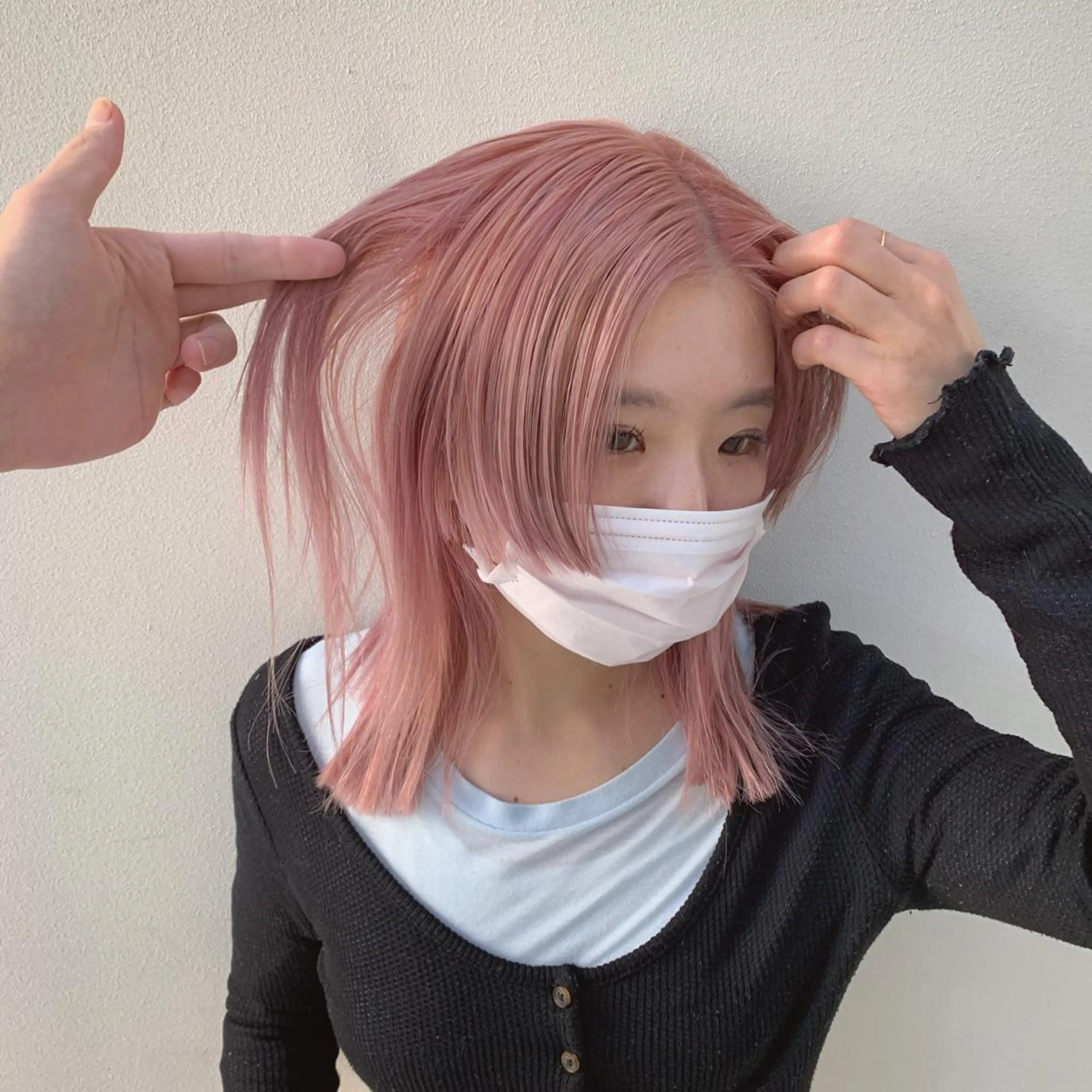 ミディアム カラー ピンクカラー ハッシュカット カシマハヤトのヘアスタイル