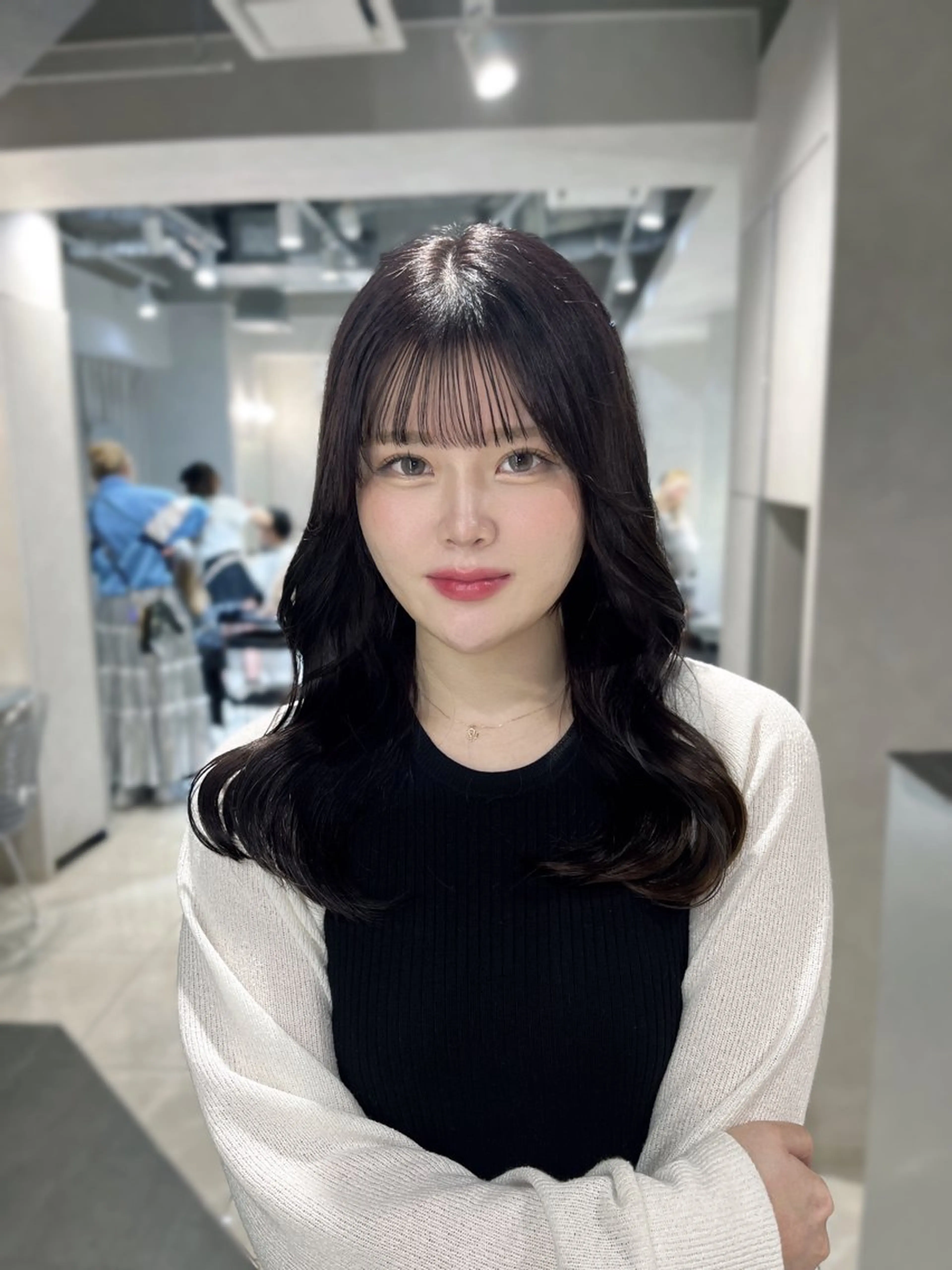 セミロング カラー 透明感カラー グレージュ くびれヘア 韓国レイヤー×モテ髪 /MITSUKI🤍のヘアスタイル