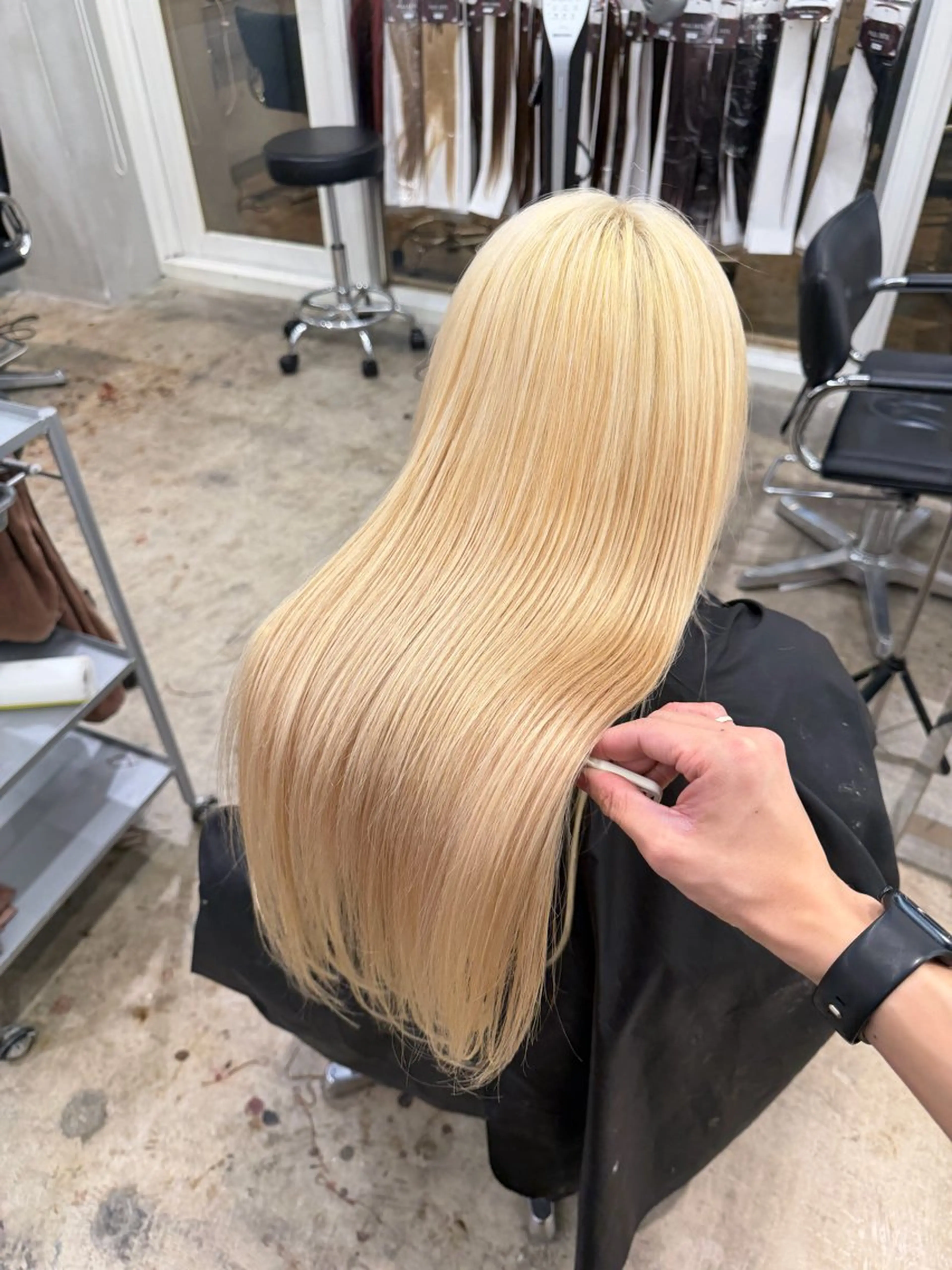 プルエクステ×ハイブリーチダブルカラー👩‍🦳✨ダイヤモンド毛質50本​〜​💎の写真