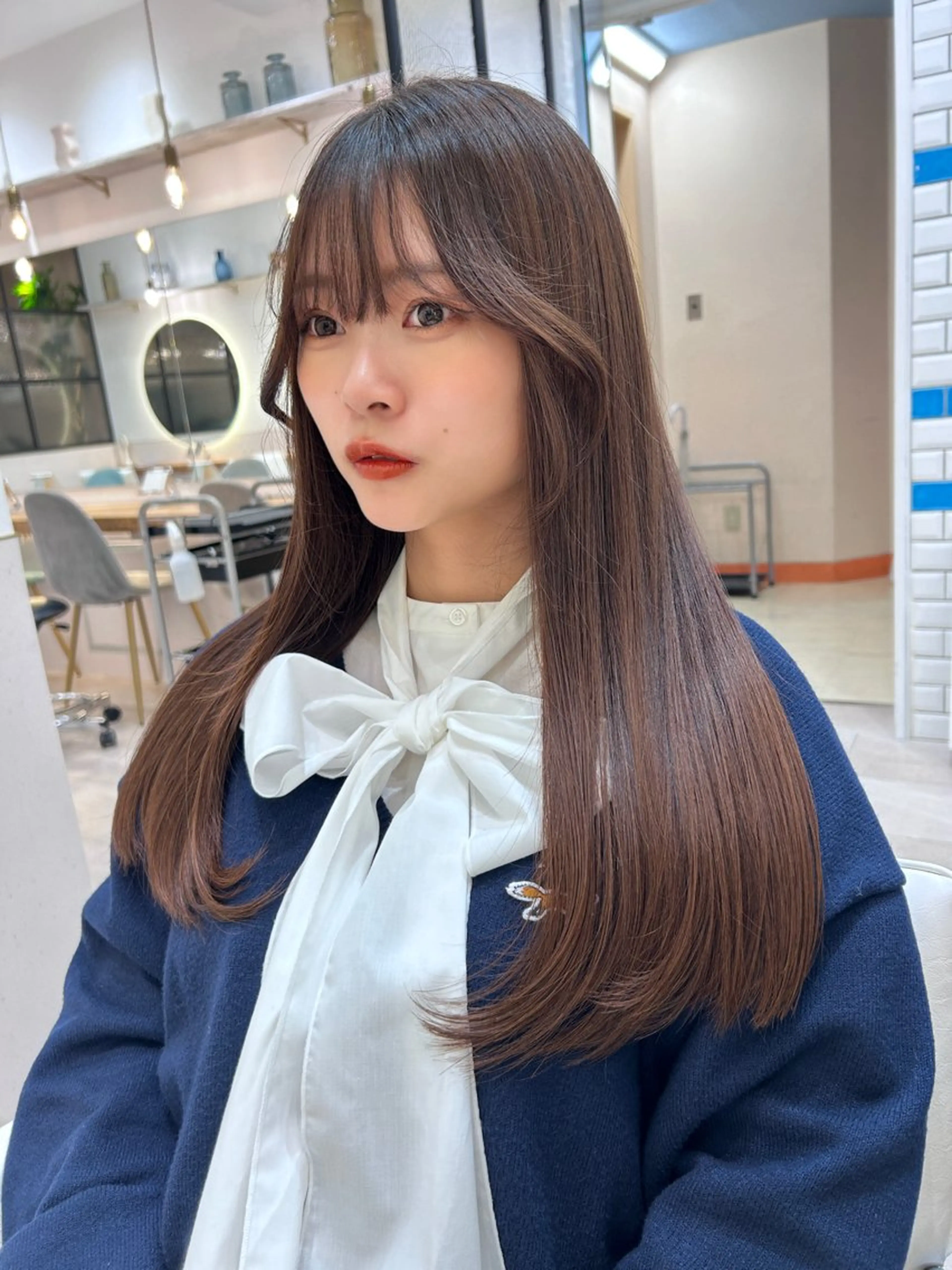 セミロング 髪質改善 韓国風ヘア カット トリートメント ボブ/レイヤーボブ/ 髪質改善/梶川 夏季のヘアスタイル