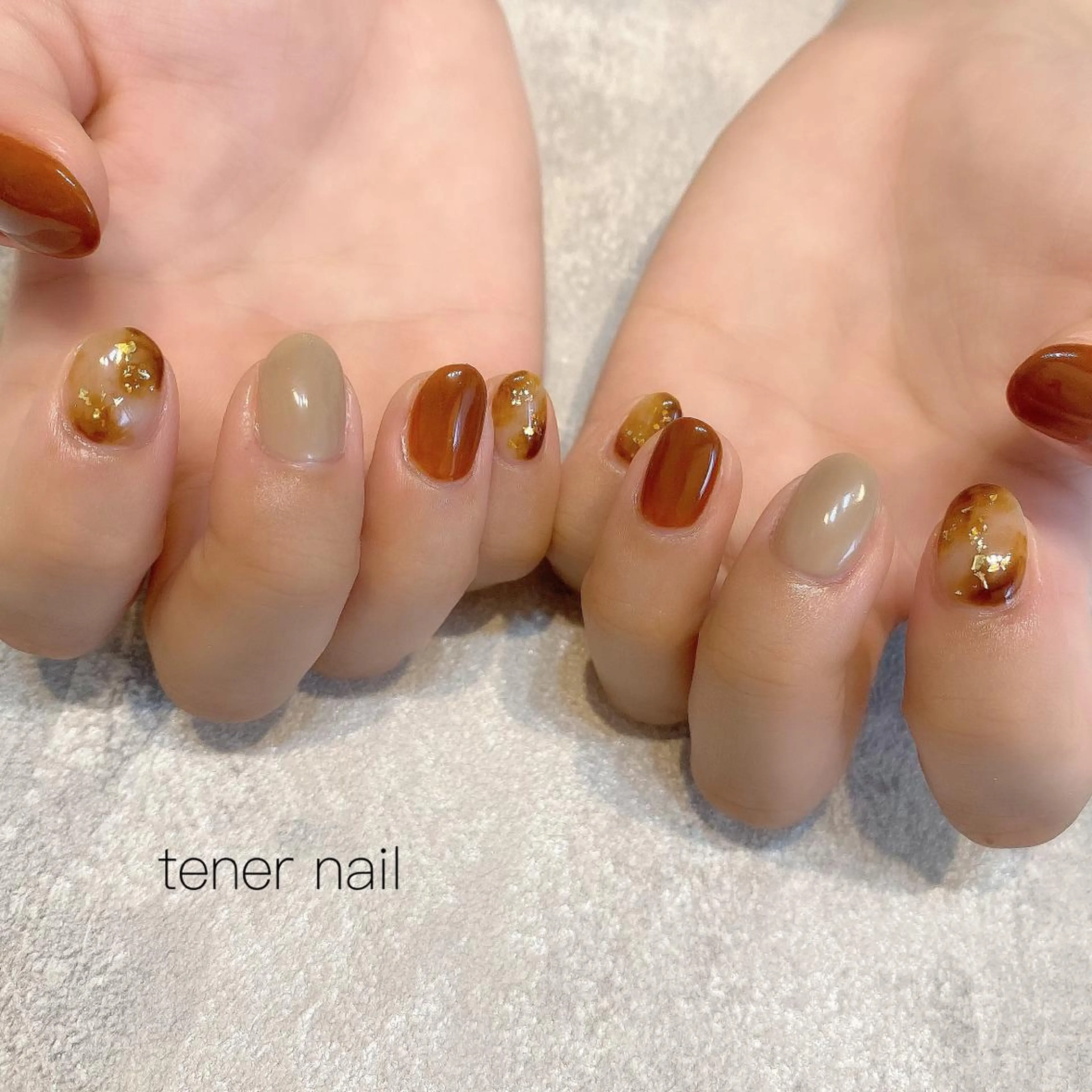 ネイル べっ甲ネイル ブラウン tener  nail  テネルネイル所属・テネルネイル tener nailのネイルデザイン