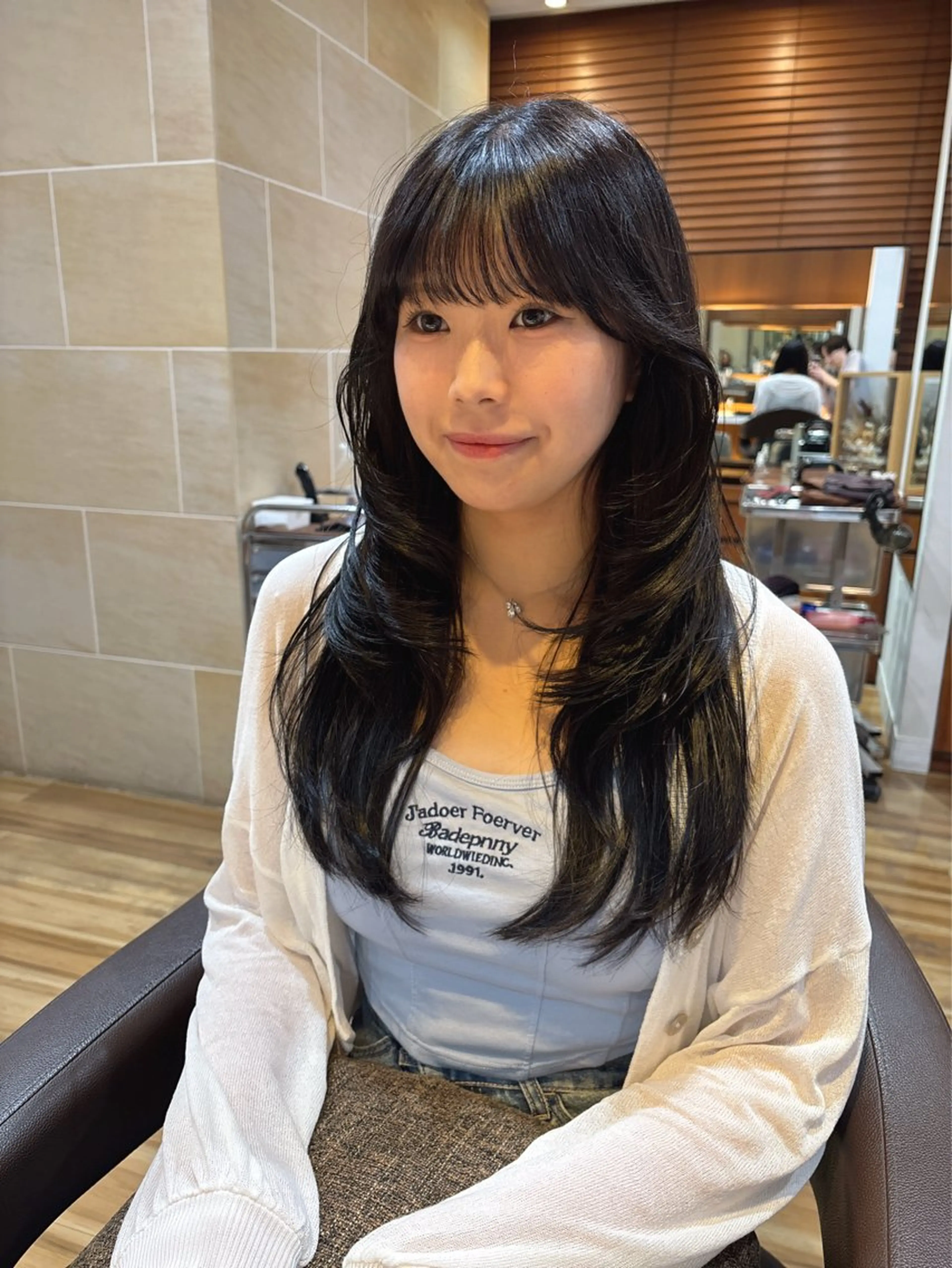 ロング カラー レイヤーカット カット ヘアカラー トリートメント レイヤーカット /透明感/千葉怜寿のヘアスタイル