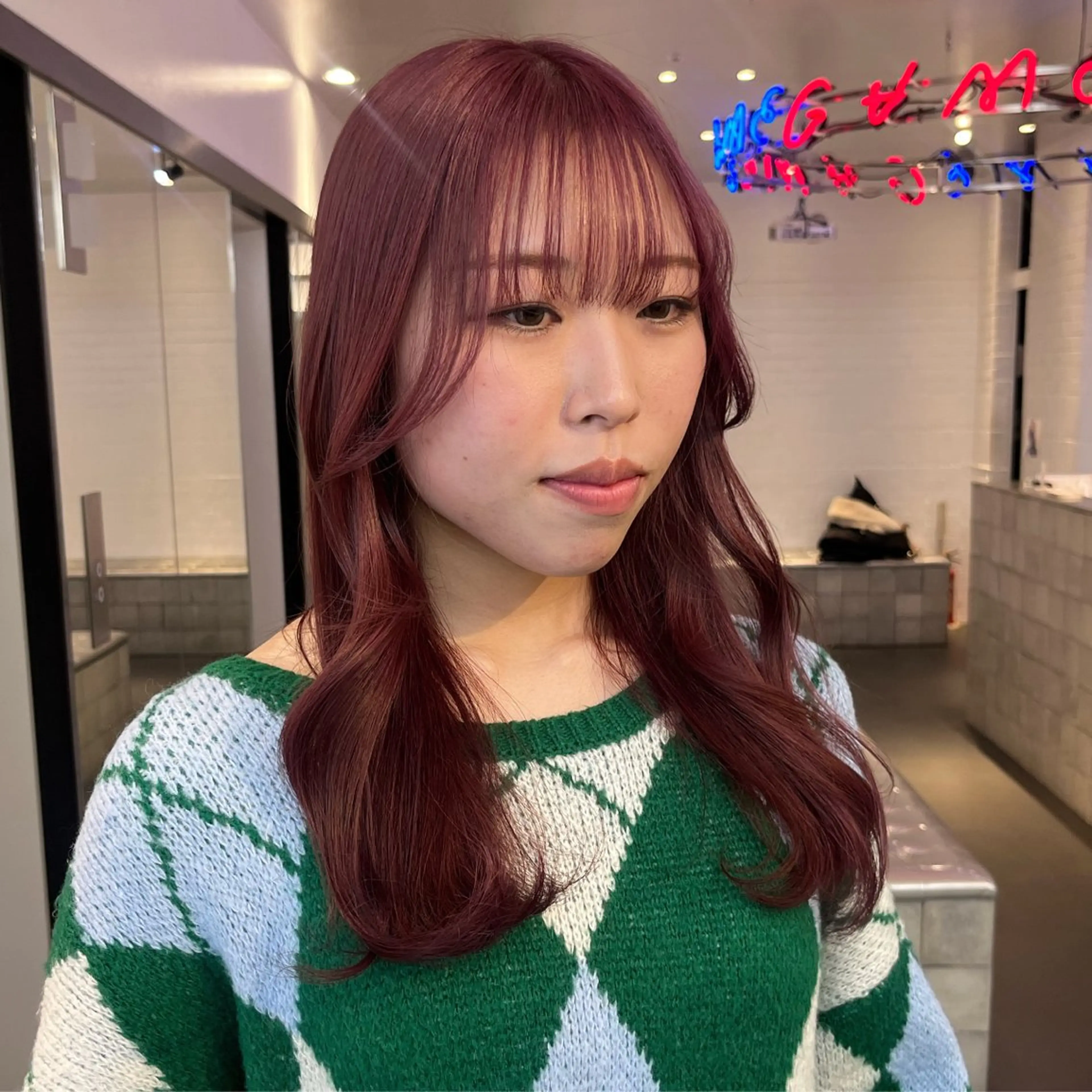 ミディアム カラー ヘアカラー 🍒暖色✖️レイヤー ／Haruna🍒のヘアスタイル