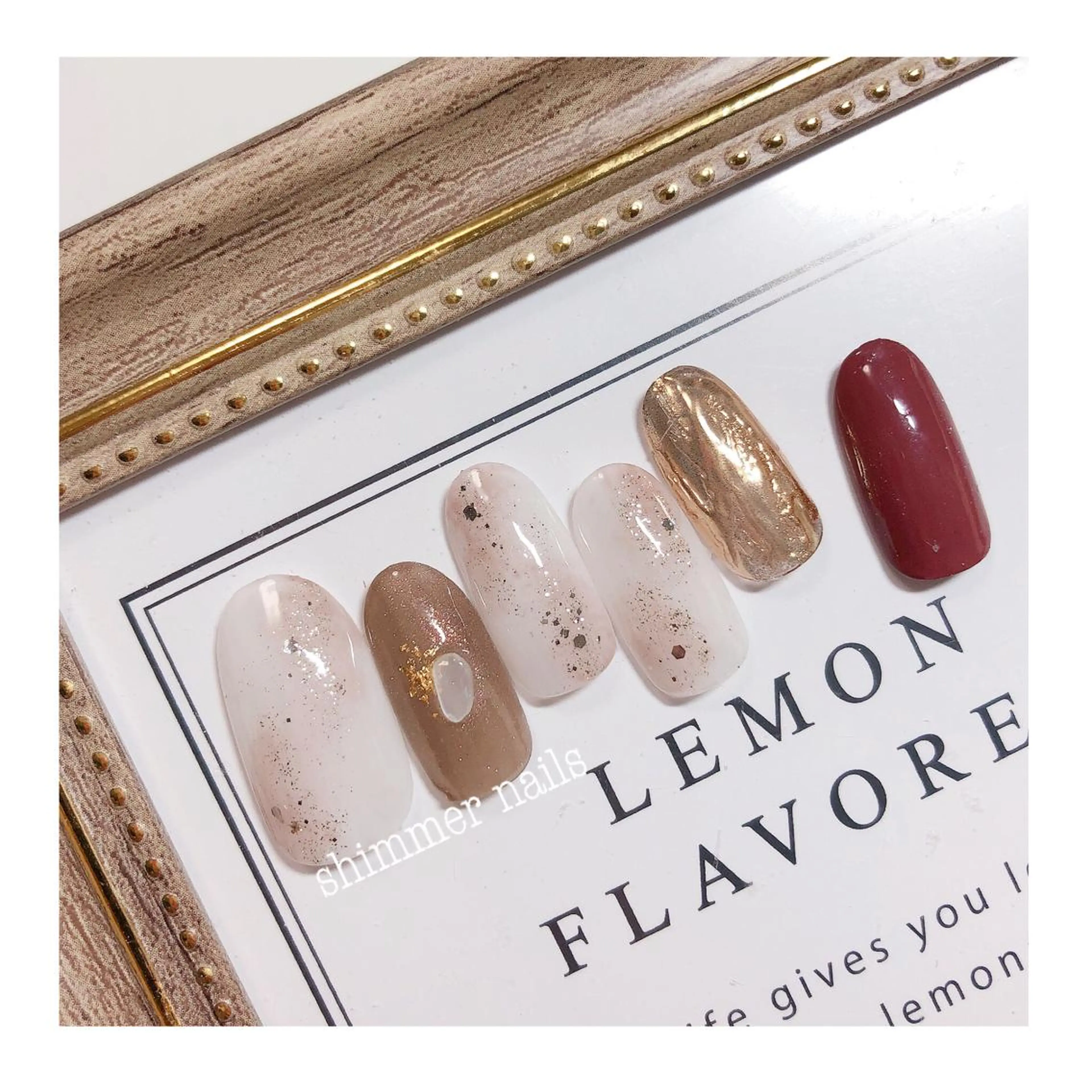 ネイル アートネイル ボルドー ミラーネイル ワンカラーネイル shimmer nailsのネイルデザイン