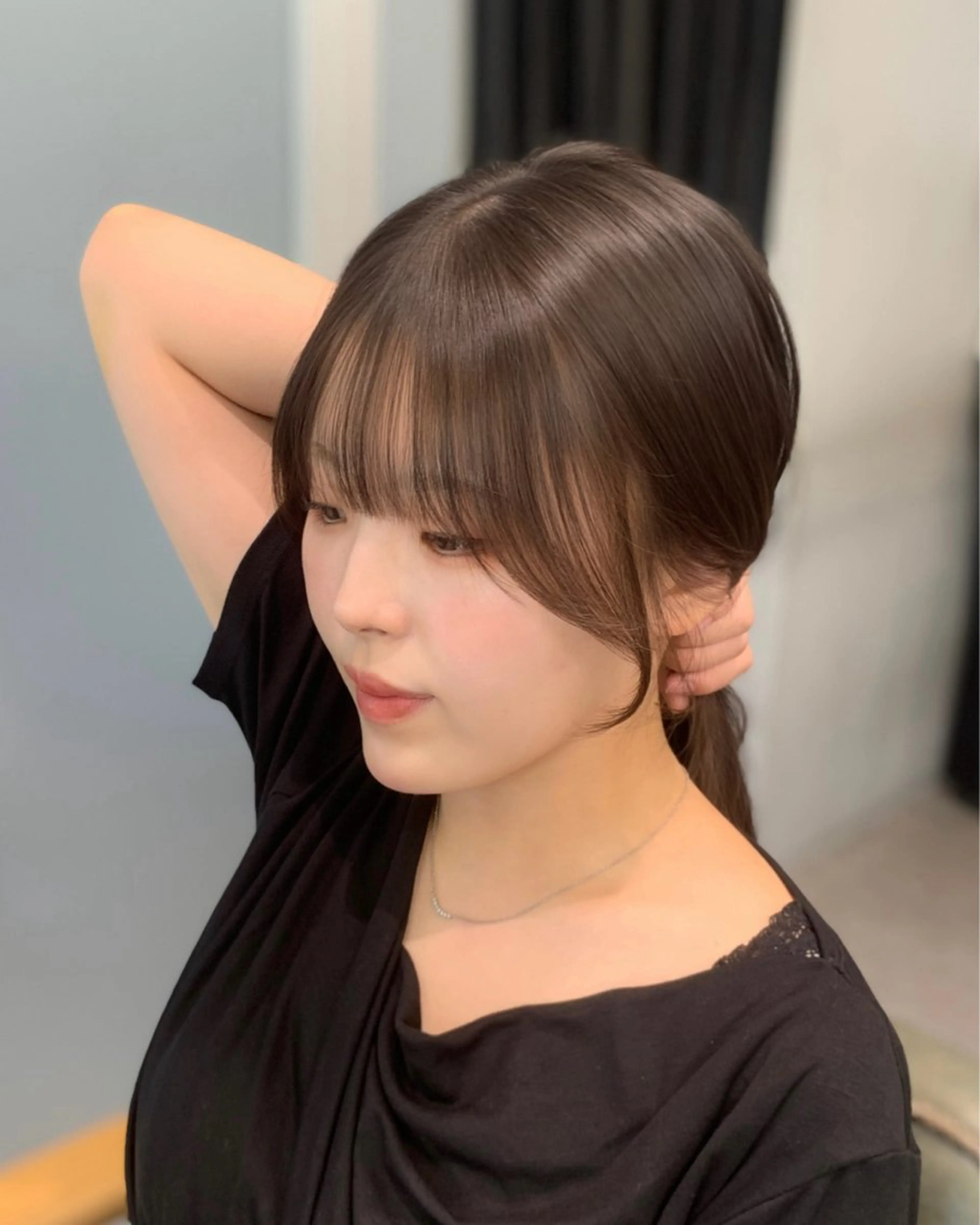 セミロング カット ヘアカラー 🎀韓国風顔周り× 透明感/梅田/アリサのヘアスタイル