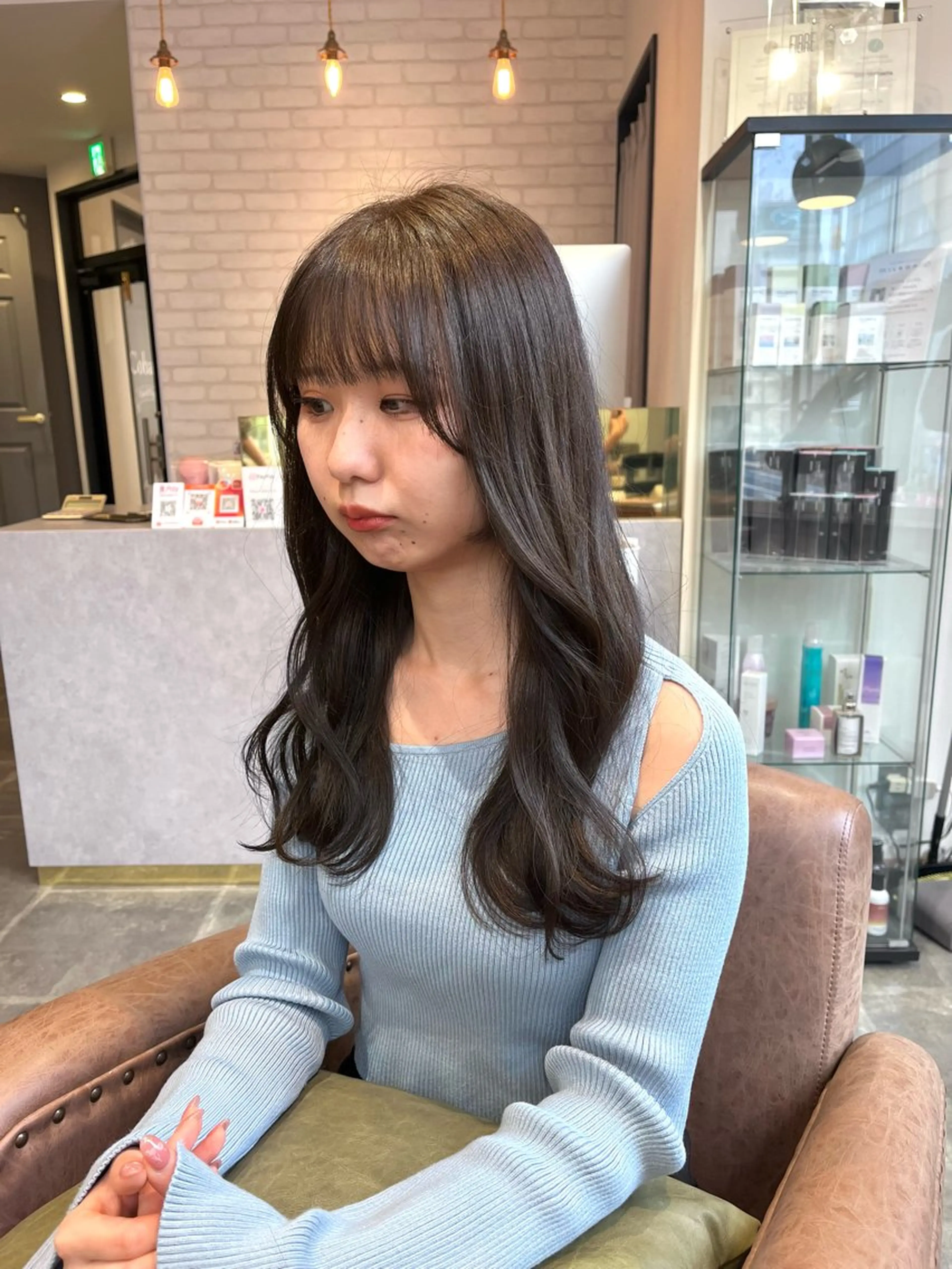 ロング カラー カット ヘアカラー トリートメント 西村 れいのヘアスタイル