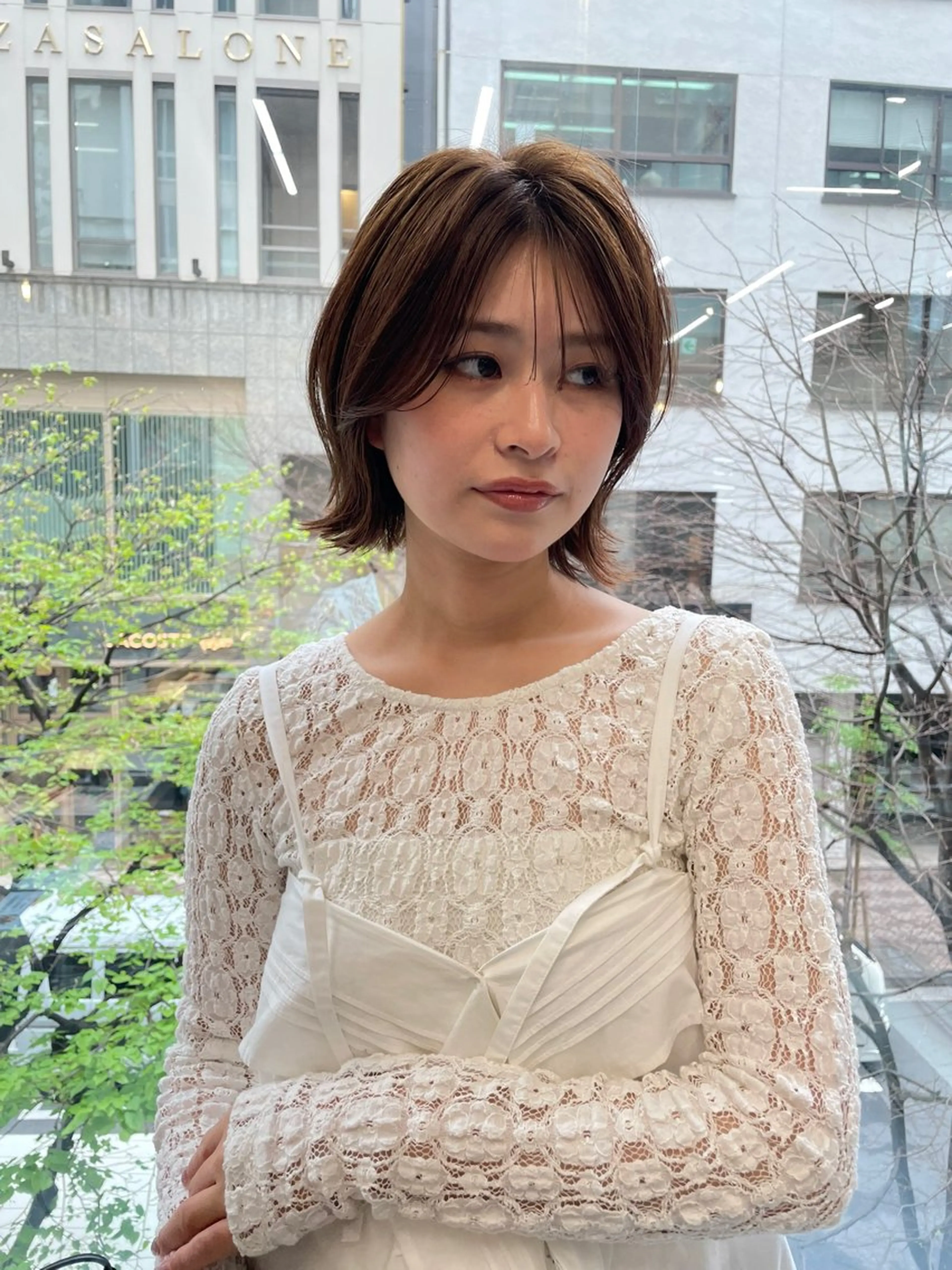 ミディアム カラー カット ヘアカラー トリートメント レイヤー×顔周 り×髪質改善/MIUのヘアスタイル