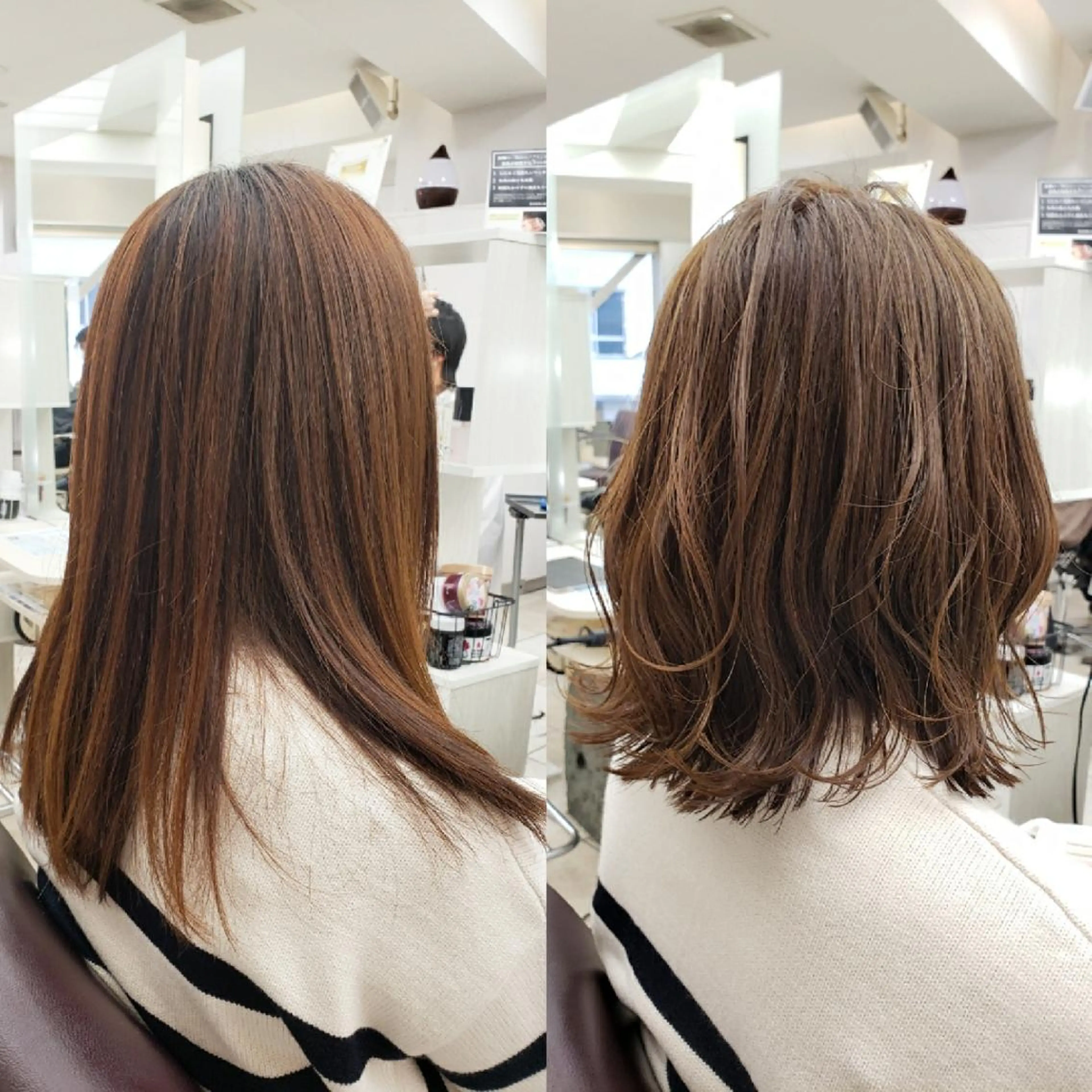 ミディアム カラー イルミナカラー 髪質改善 似合わせカット 縮毛矯正 トリートメント カット ヘアカラー トリートメント ボブ・ロブ　福田 泰久✂️✨のヘアスタイル