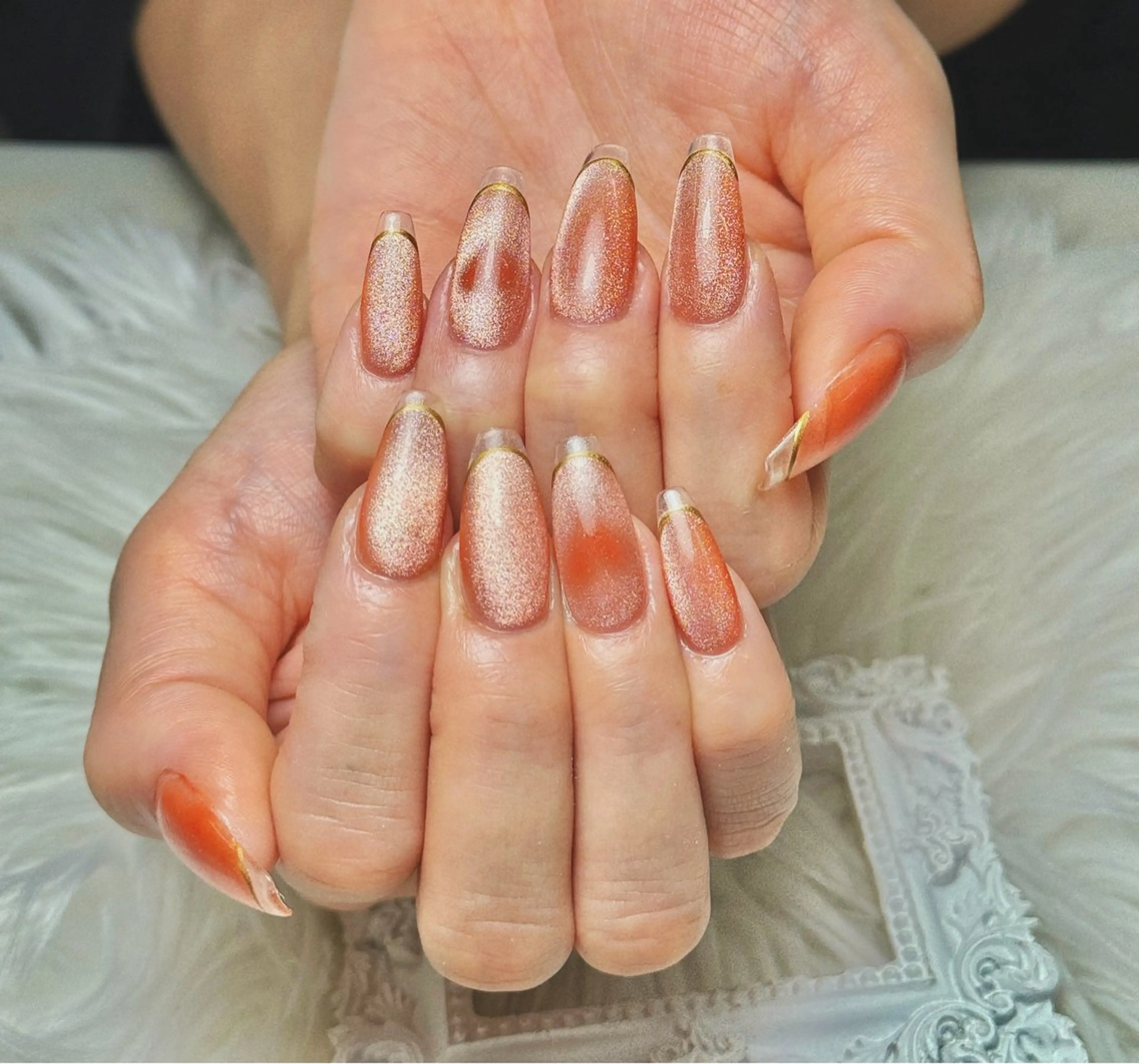 ネイル 長さ出し フレンチネイル ジェルネイル ガラスフレンチ 韓国ネイル ハンドネイル ハンドケア For U nail スカルプ専門店のネイルデザイン