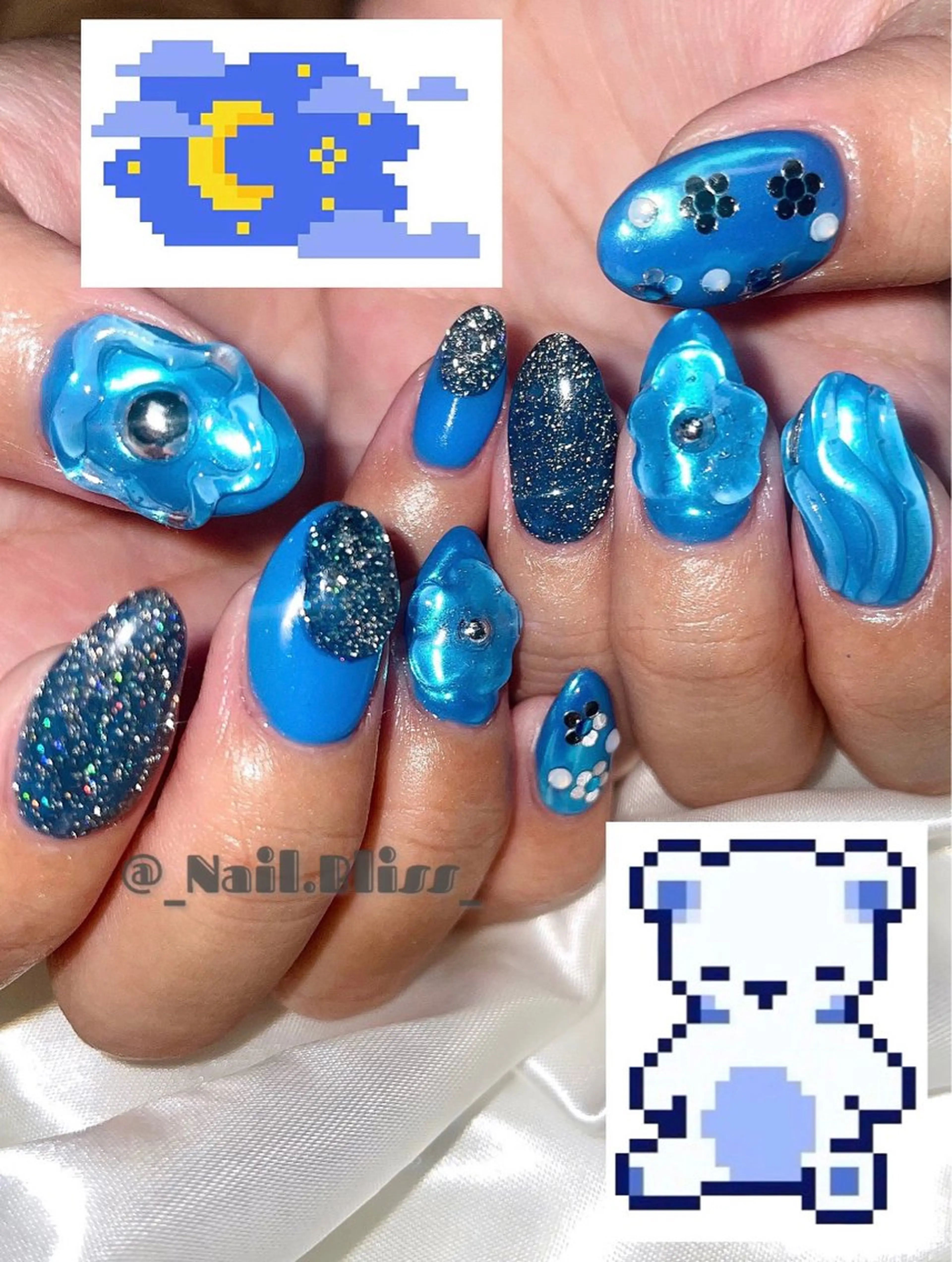 ネイル フラッシュネイル 持ち込み ぷっくりネイル ハンドネイル NAIL BLISSのネイルデザイン