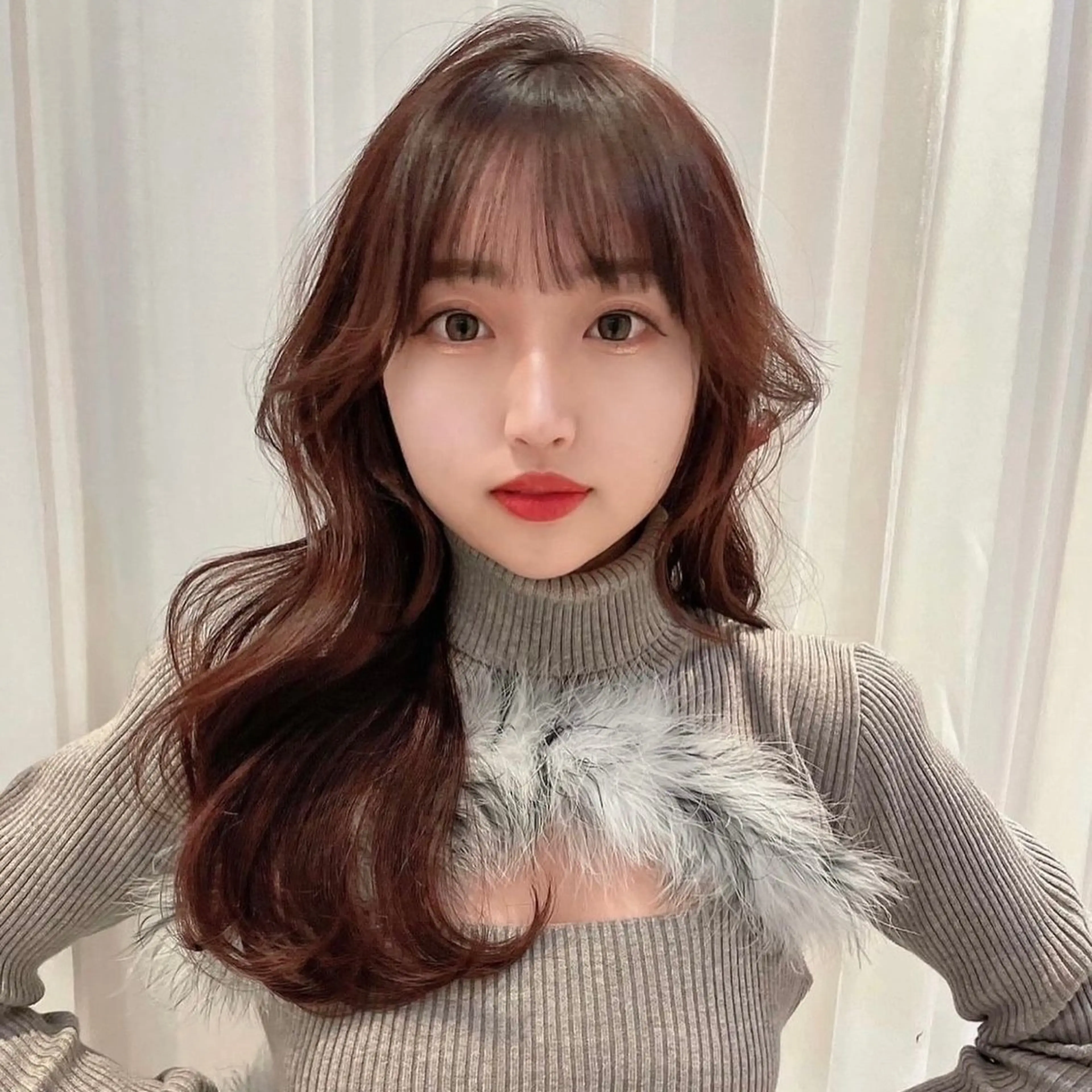 ロング 岡田準希/韓国/透明 感カラー/美髪矯正のヘアスタイル