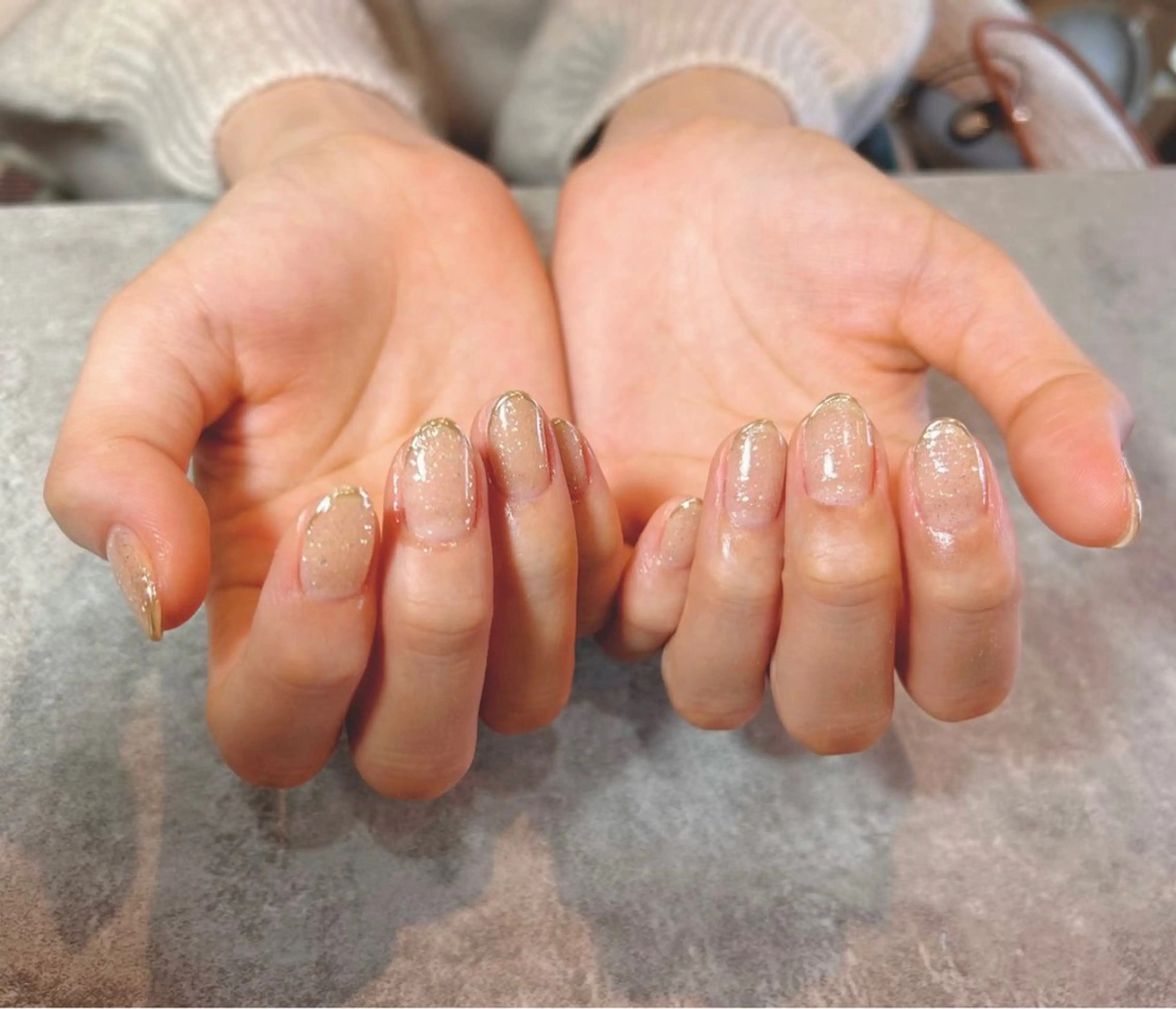 ネイル フレンチネイル ラメ(グリッター) ミラーネイル オフィスネイル nail salon  ADORE所属・Adore nailのネイルデザイン