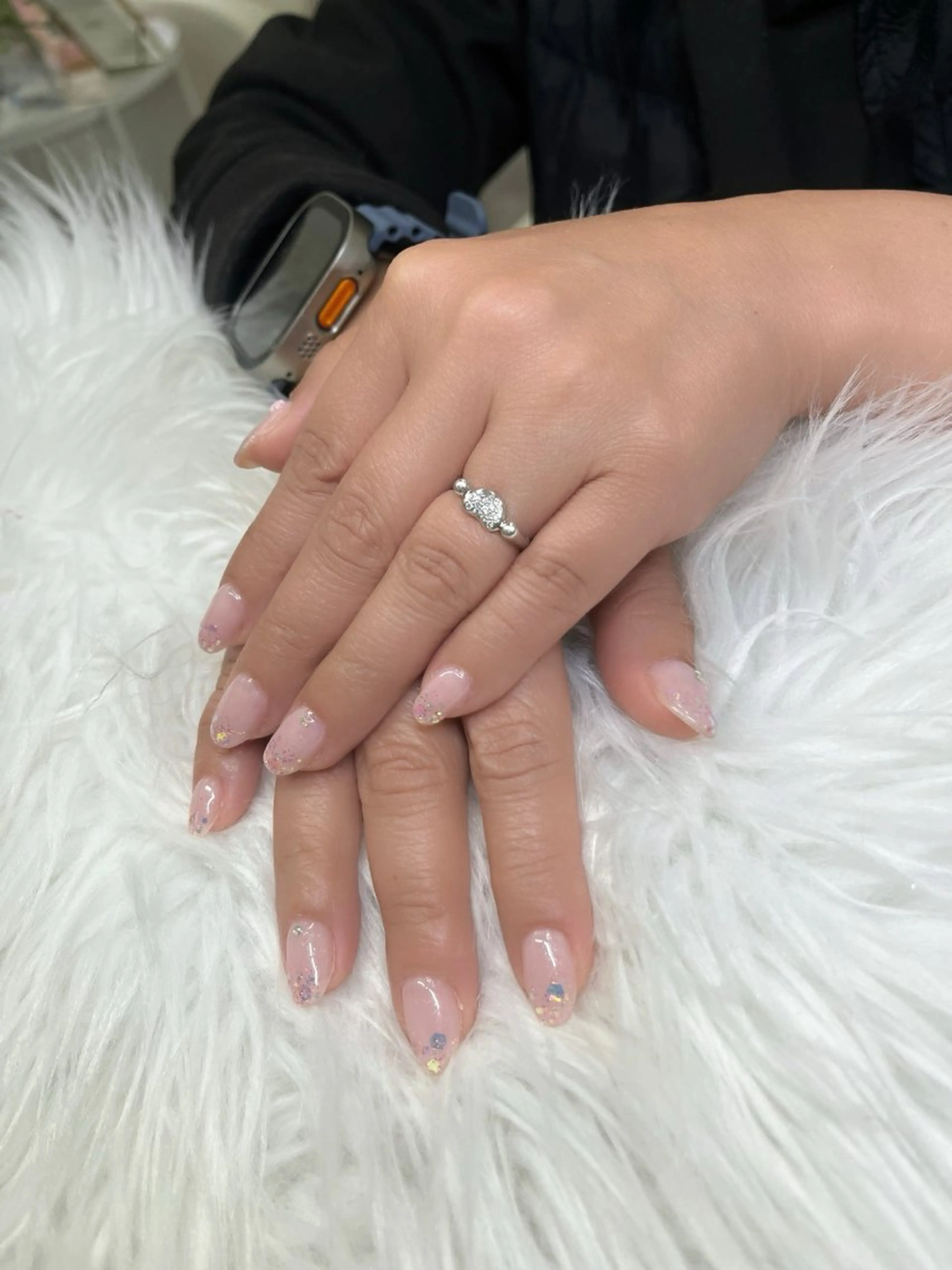 ネイル グラデーション ラメ(グリッター) ラメグラデーション ピンク シンプルネイル ハンドネイル chai 上本町 sakuraのネイルデザイン