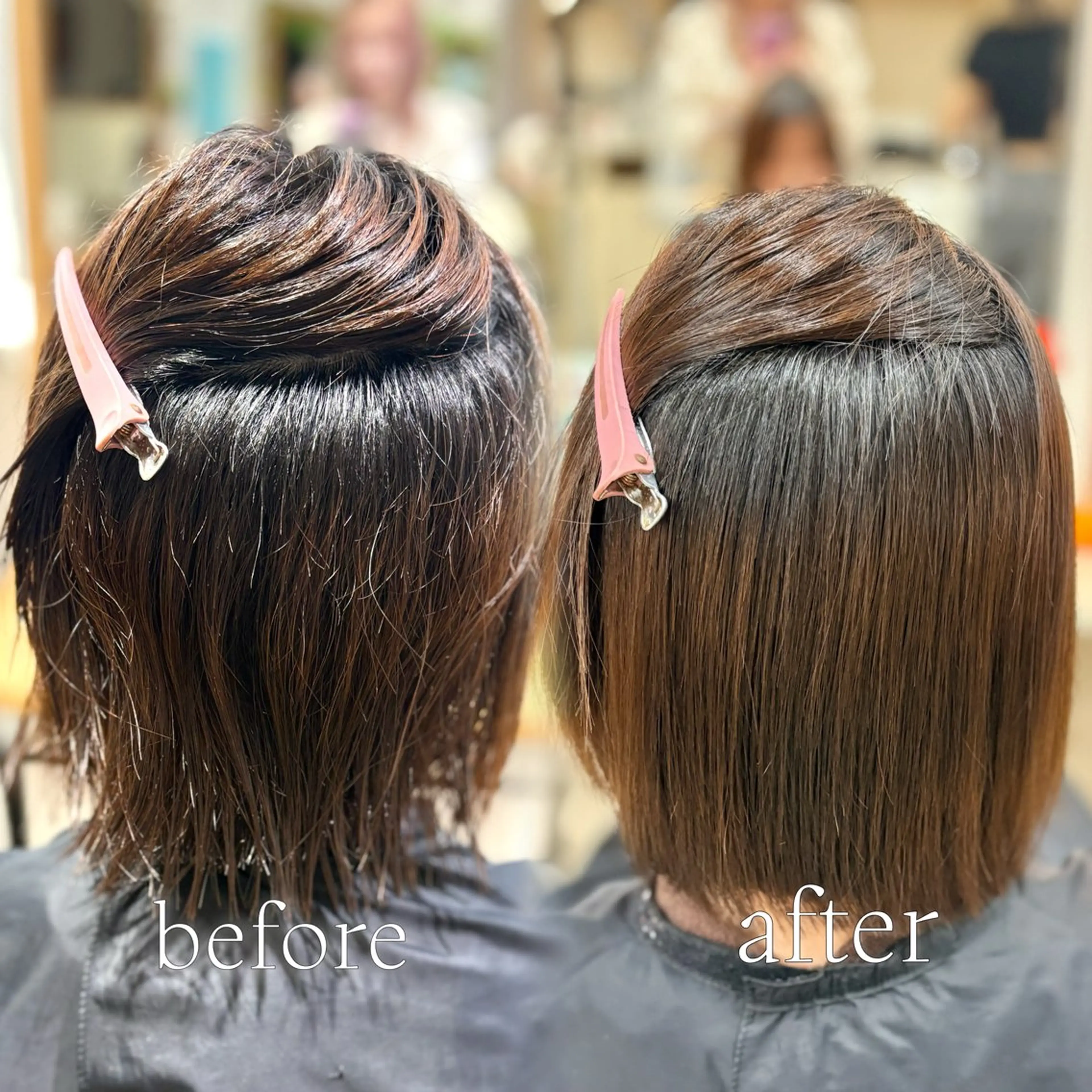 ミディアム 縮毛矯正 韓国レイヤー 暖色カラー/さくらのヘアスタイル