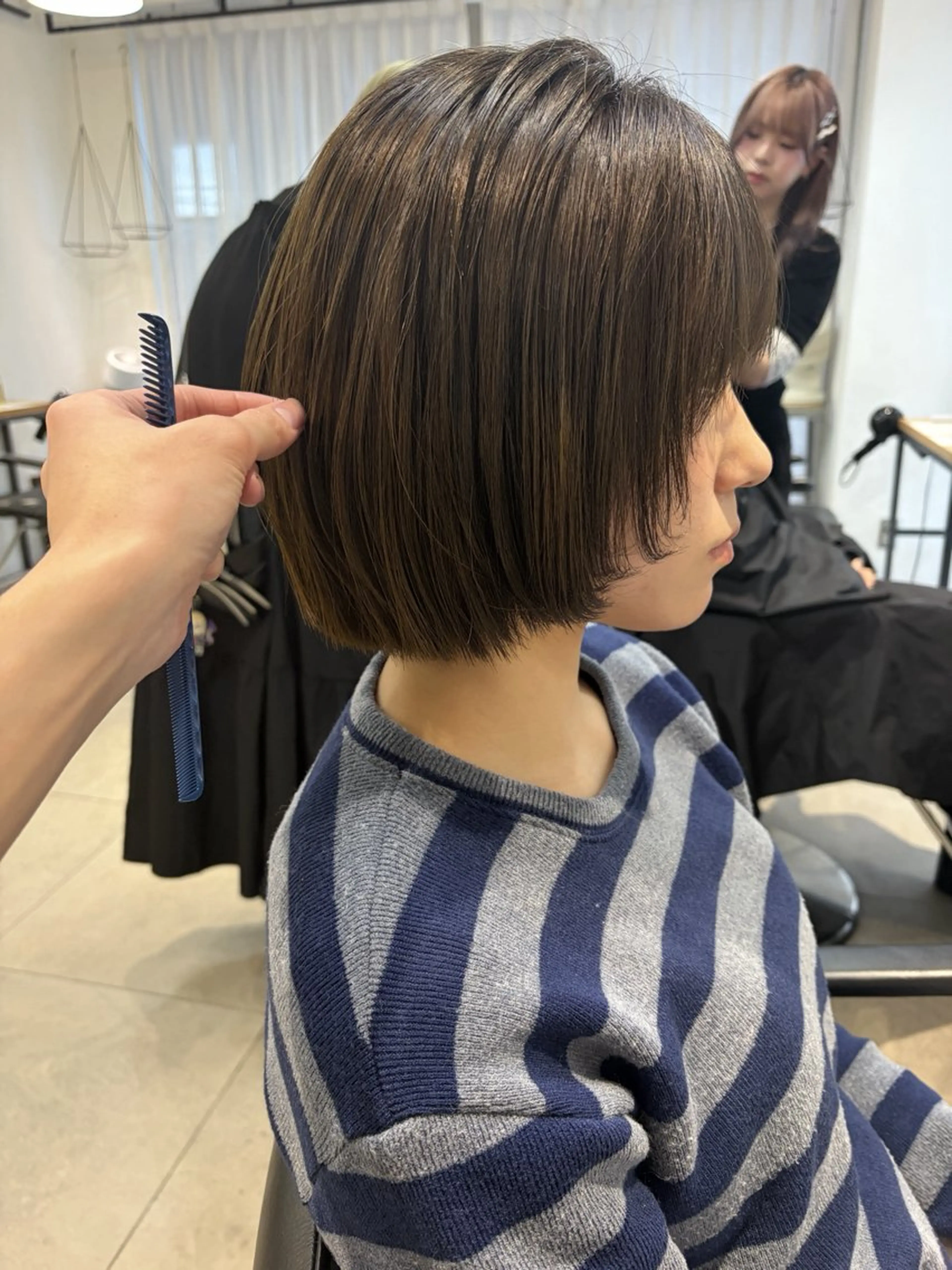 ミディアム カラー 透明感カラー ボブ カット ヘアカラー トリートメント 赤み消しカラー/ オリーブ/トモキのヘアスタイル