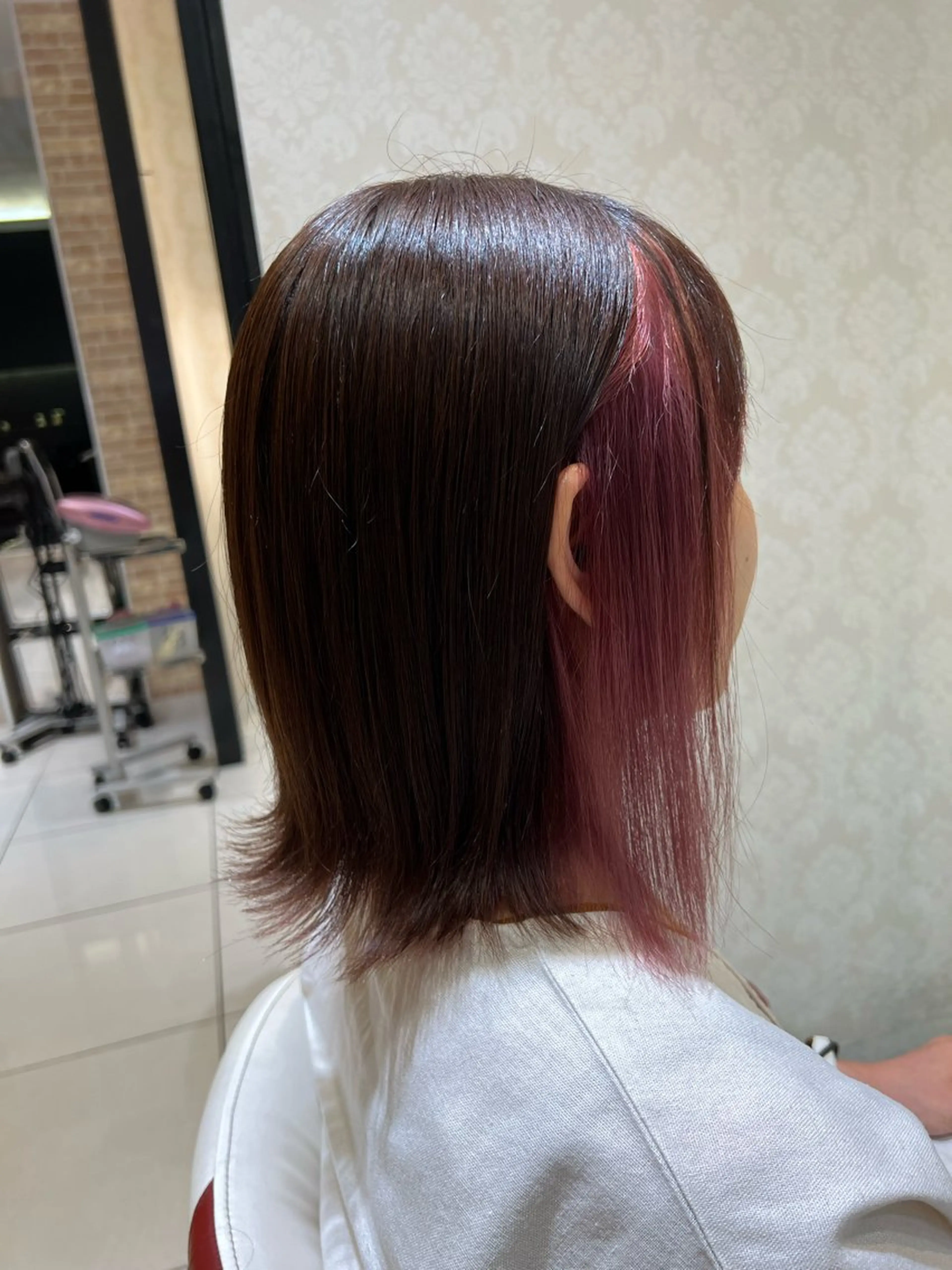 ミディアム カラー アッシュ ダブルカラー インナーカラー ピンクカラー ボブ/ハイトーン髪質 改善/越谷✨クラモチのヘアスタイル