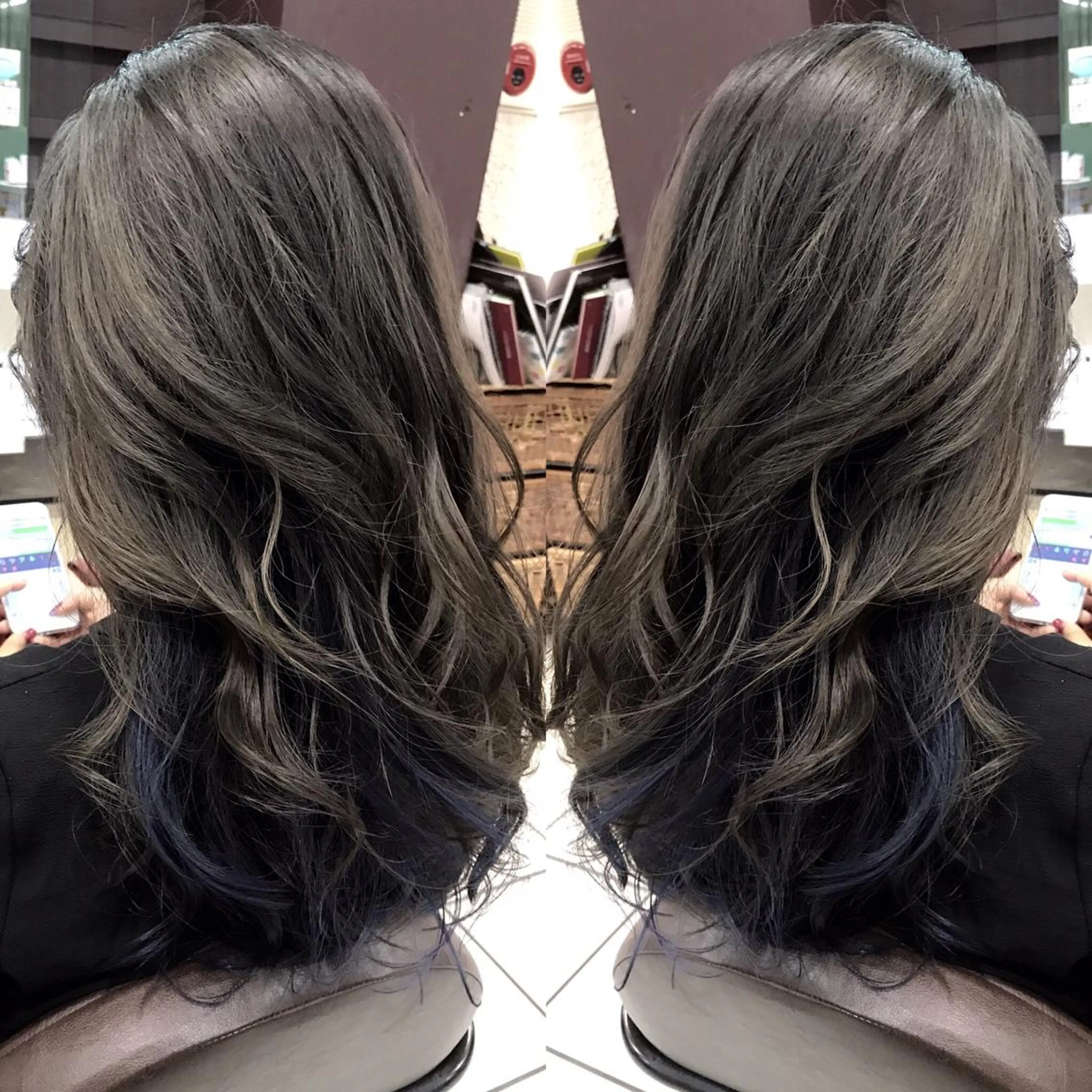 ロング カラー シールエクステ⭐️ オオミタクヤのヘアスタイル