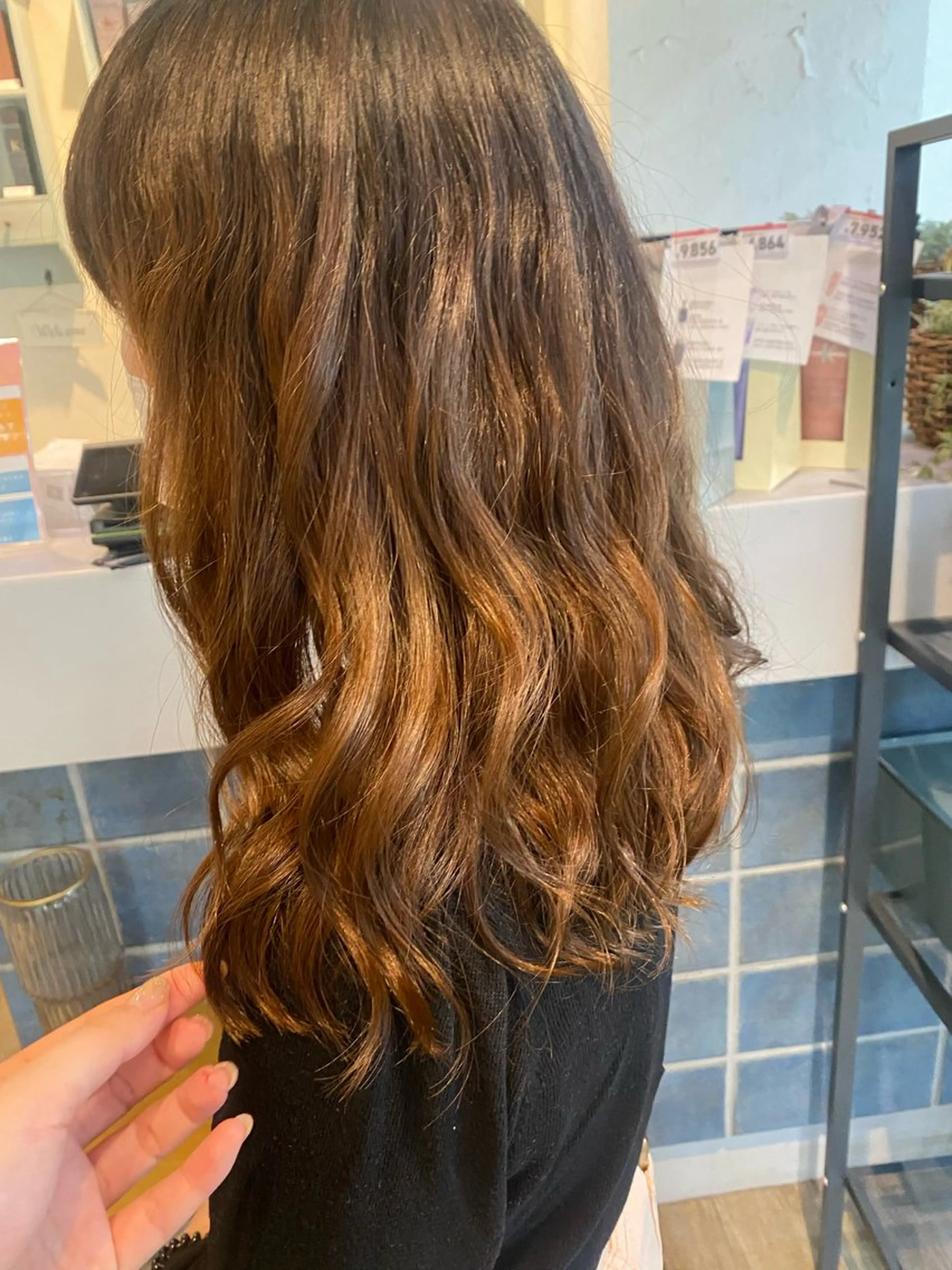 ロング パーマ ピンクブラウン 縮毛矯正 N°+aero 😊れいか😊のヘアスタイル