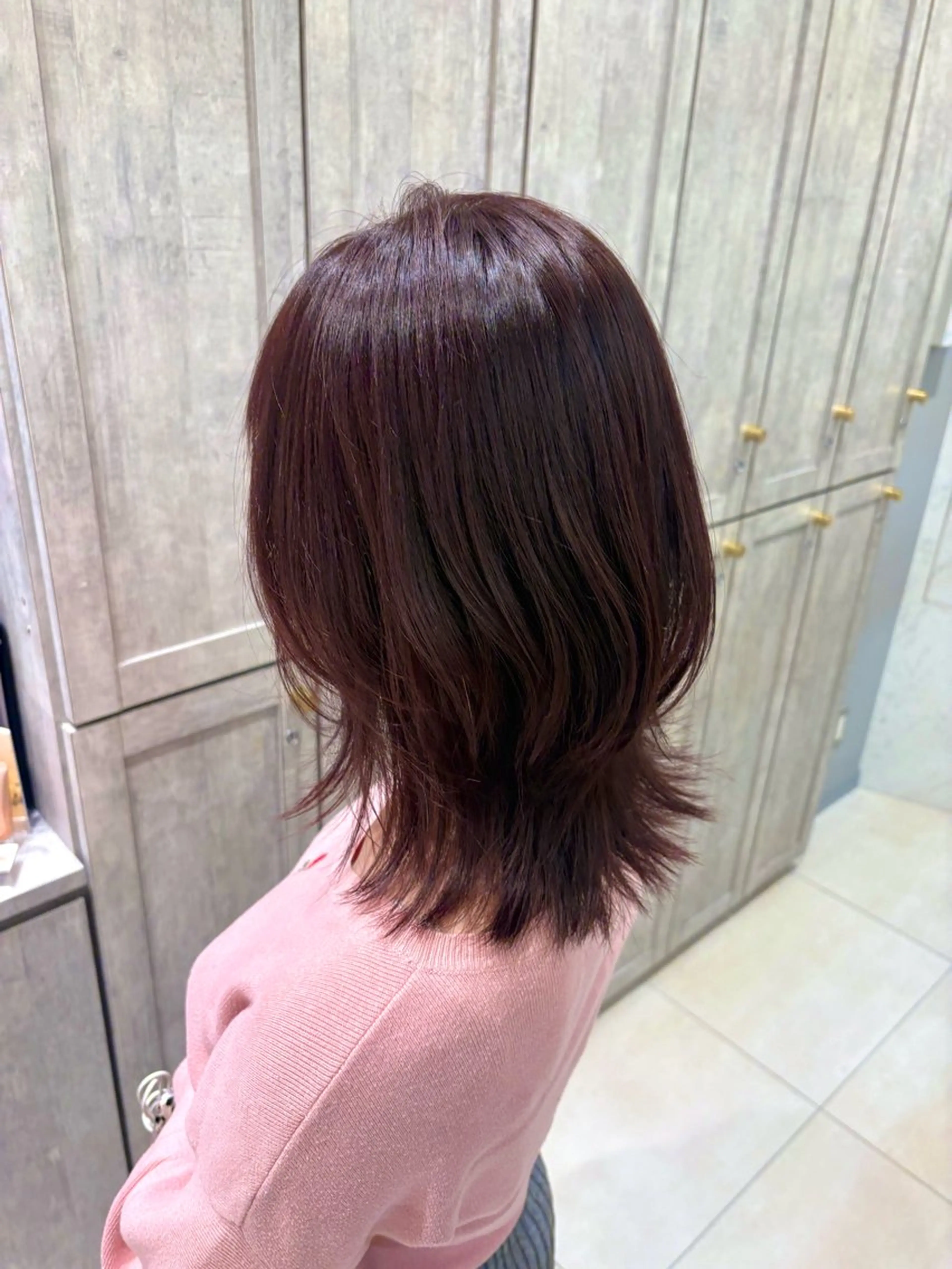 ミディアム カラー ブラウンカラー レッドカラー レッドブラウン くびれヘア レイヤーカット カット ヘアカラー ✧HINA✧ 韓国風/レイヤーのヘアスタイル