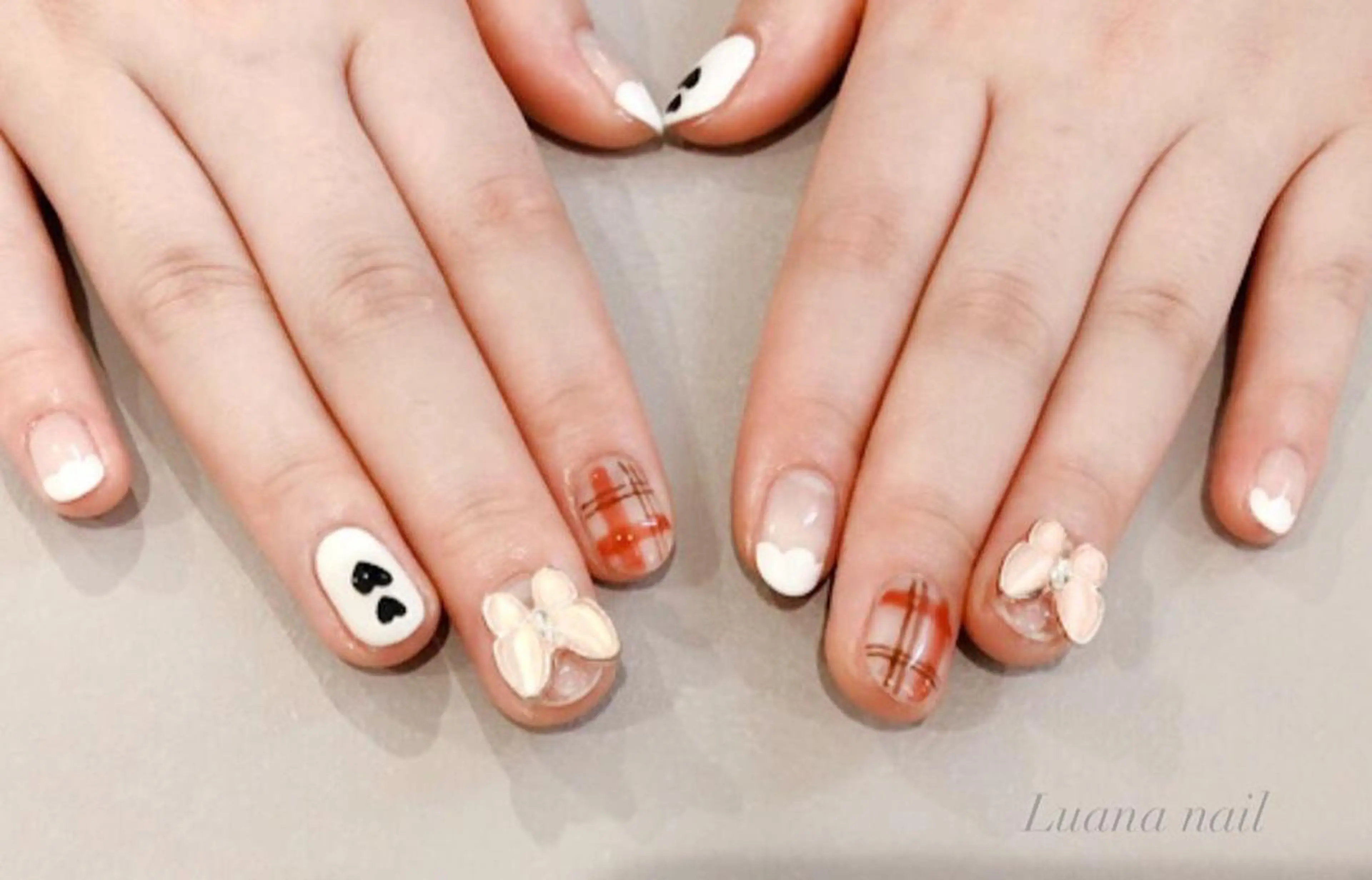 ショート キッズ ネイル 韓国風ヘア ハート 韓国ネイル Luana nail (ルアナネイル)のネイルデザイン