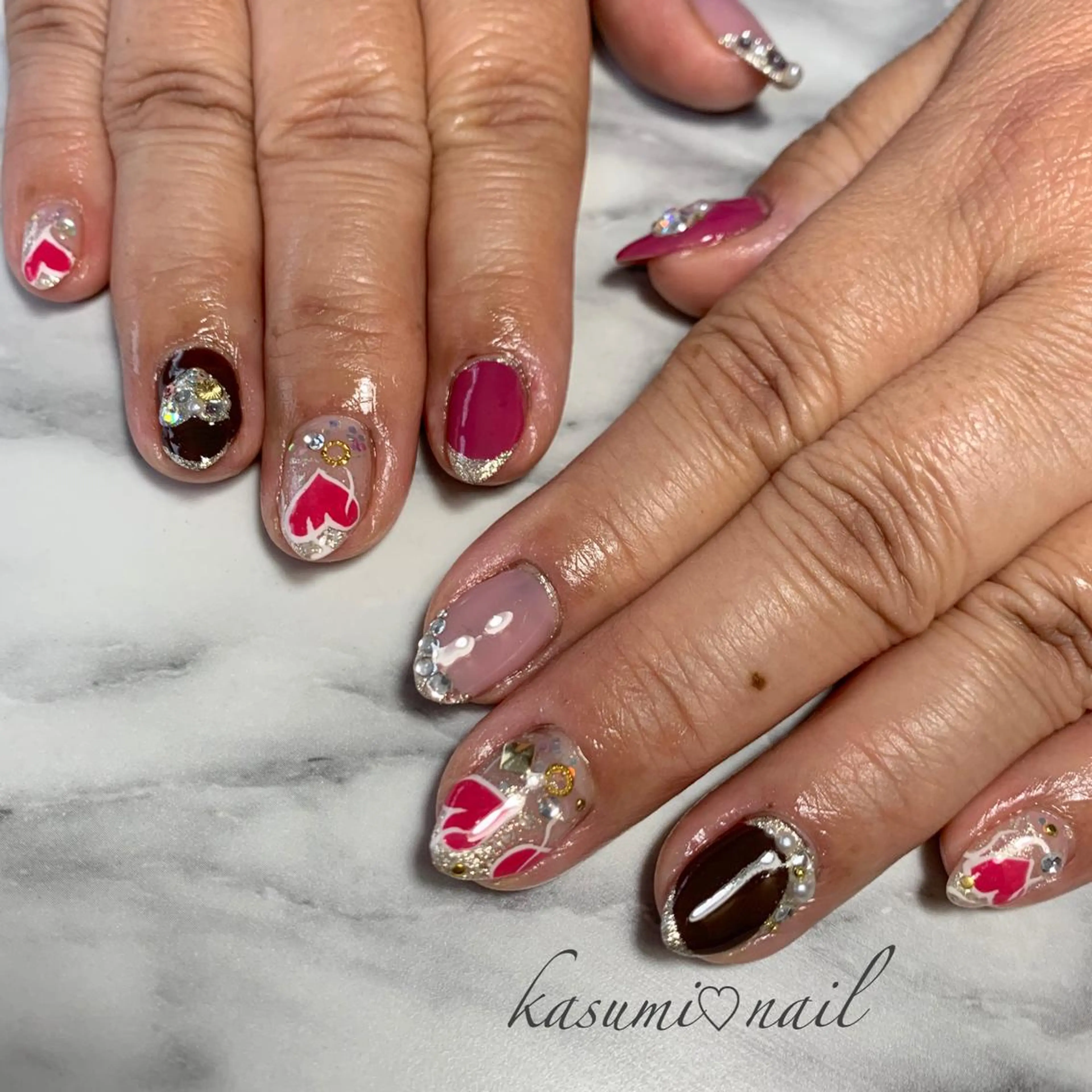 ネイル アートネイル フットネイル 大理石ネイル(マーブル) ミラーネイル ニュアンスネイル KASUMI♡ Nailのネイルデザイン
