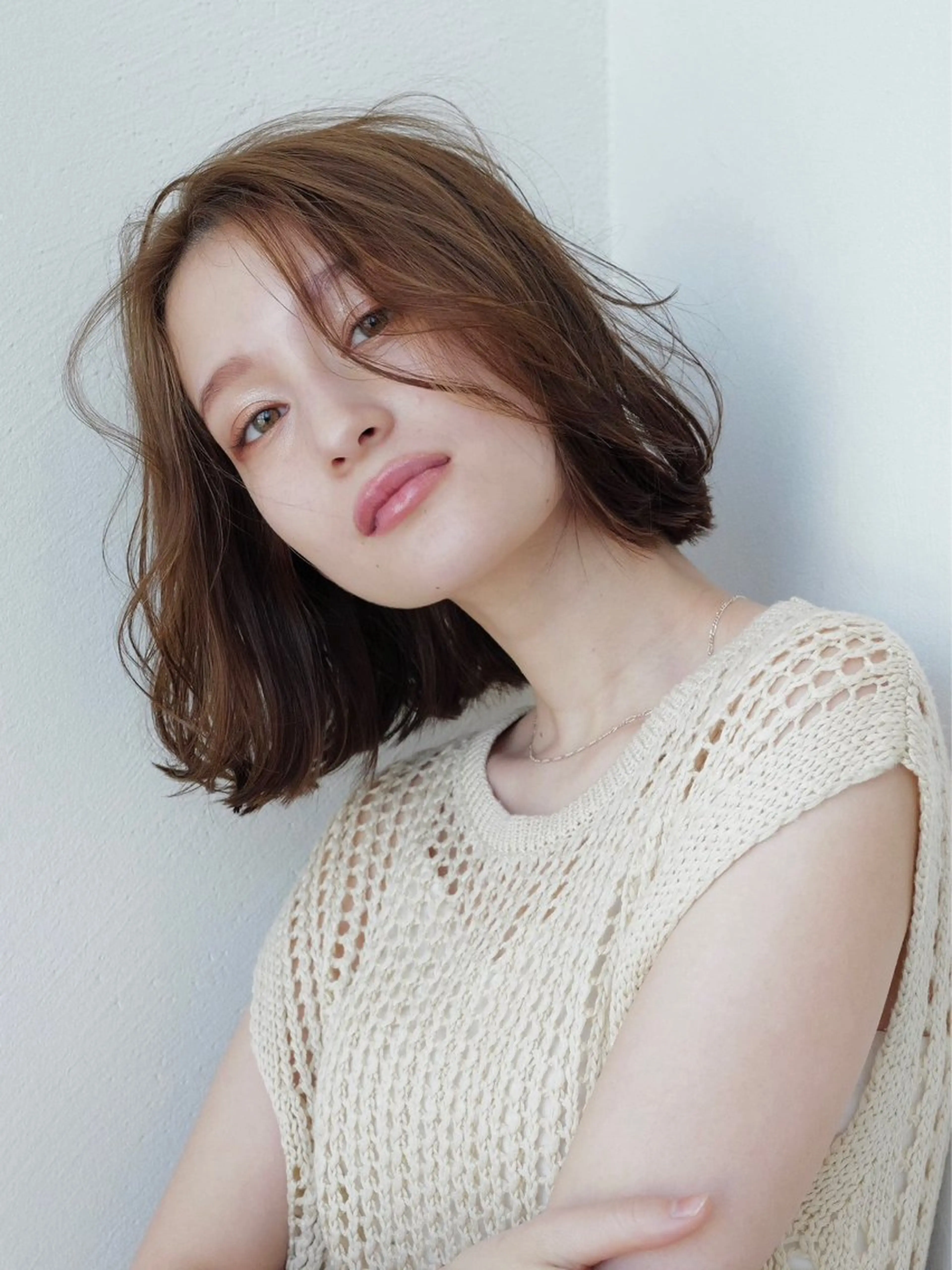 ミディアム カット トリートメント ボブ/顔まわりレイヤ ー/新宿/KOKIのヘアスタイル