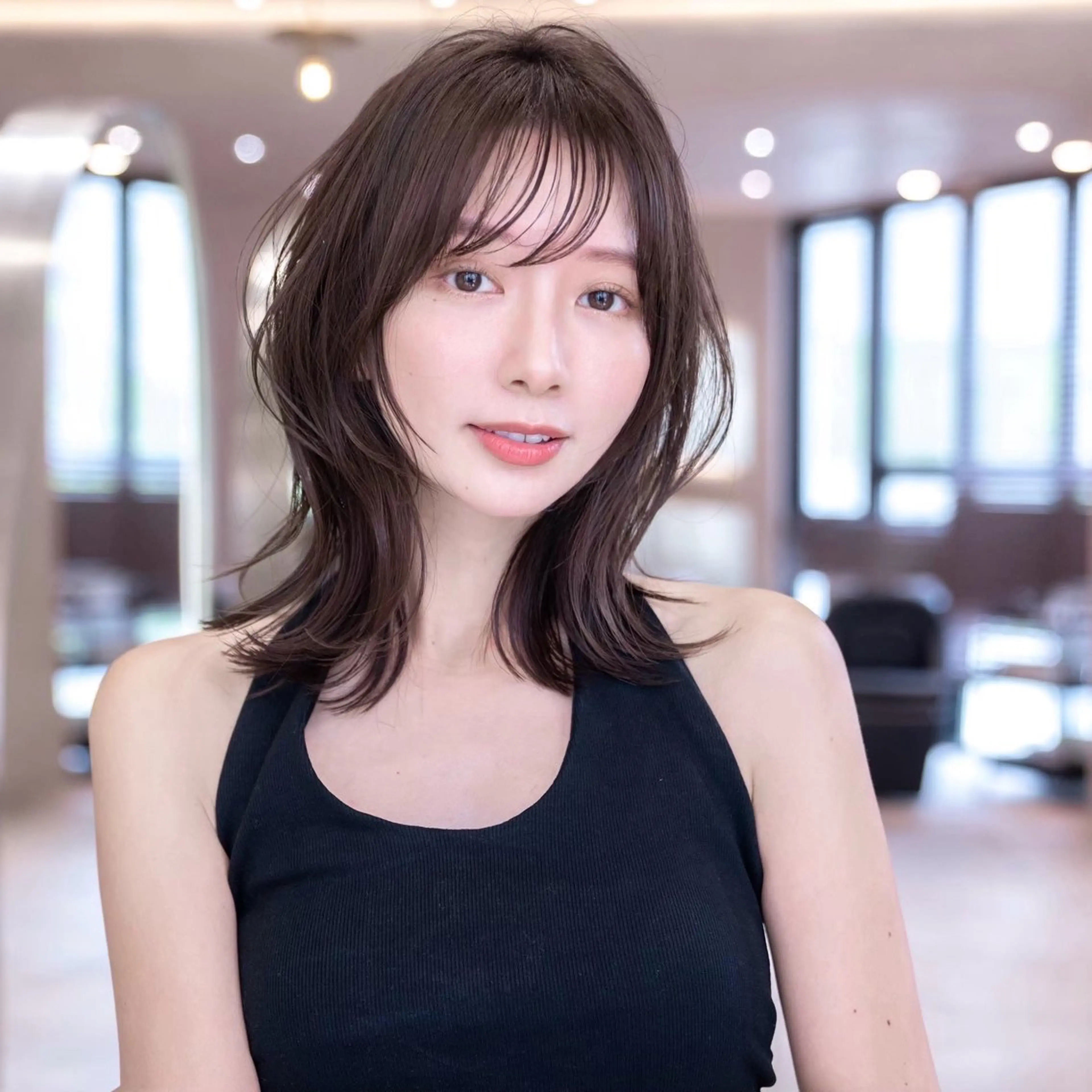 ミディアム ボブレイヤー ボブ 顔まわりレイヤー 顔周りカット ハッシュカット driP. by HAVANA原宿所属・原宿/韓国/髪質改善 /レイヤー/ボブのヘアスタイル