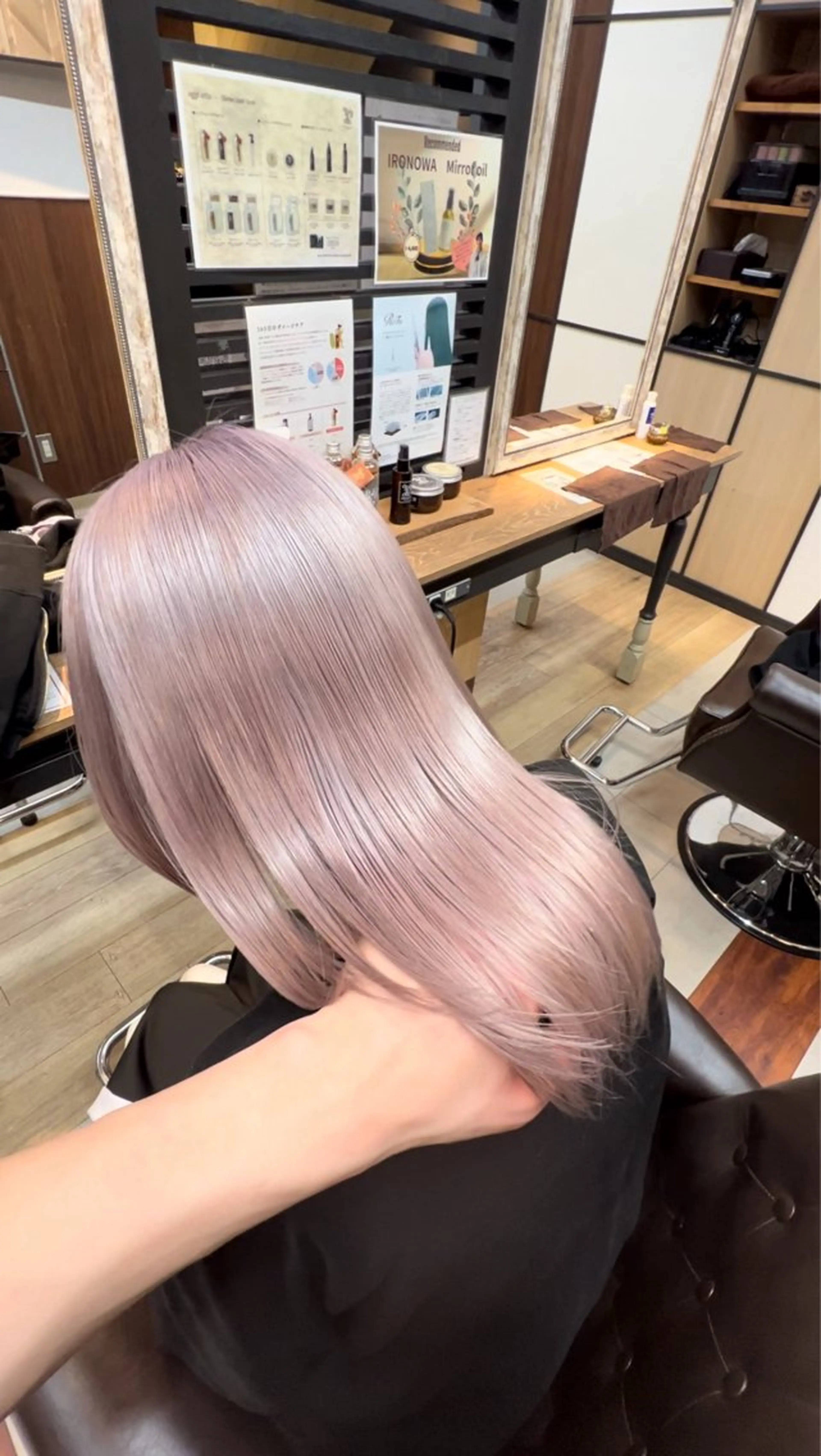 ミディアム カラー ブリーチ ケアブリーチ ラベンダーカラー ピンクカラー ピンクラベンダー ヘアカラー トリートメント L'aube ami /キイチのヘアスタイル