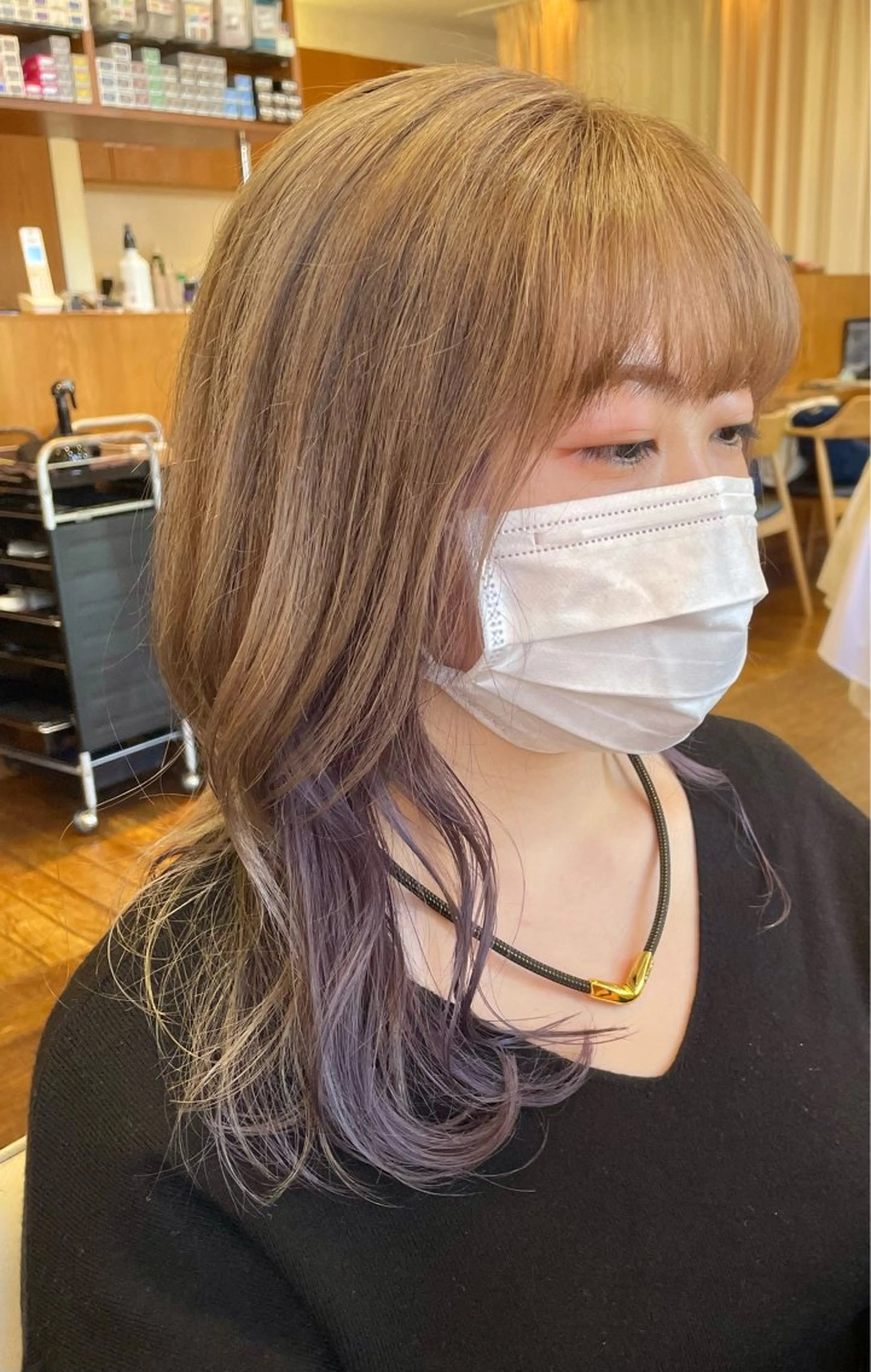 セミロング パープルカラー ショート ボブ横山真樹のヘアスタイル