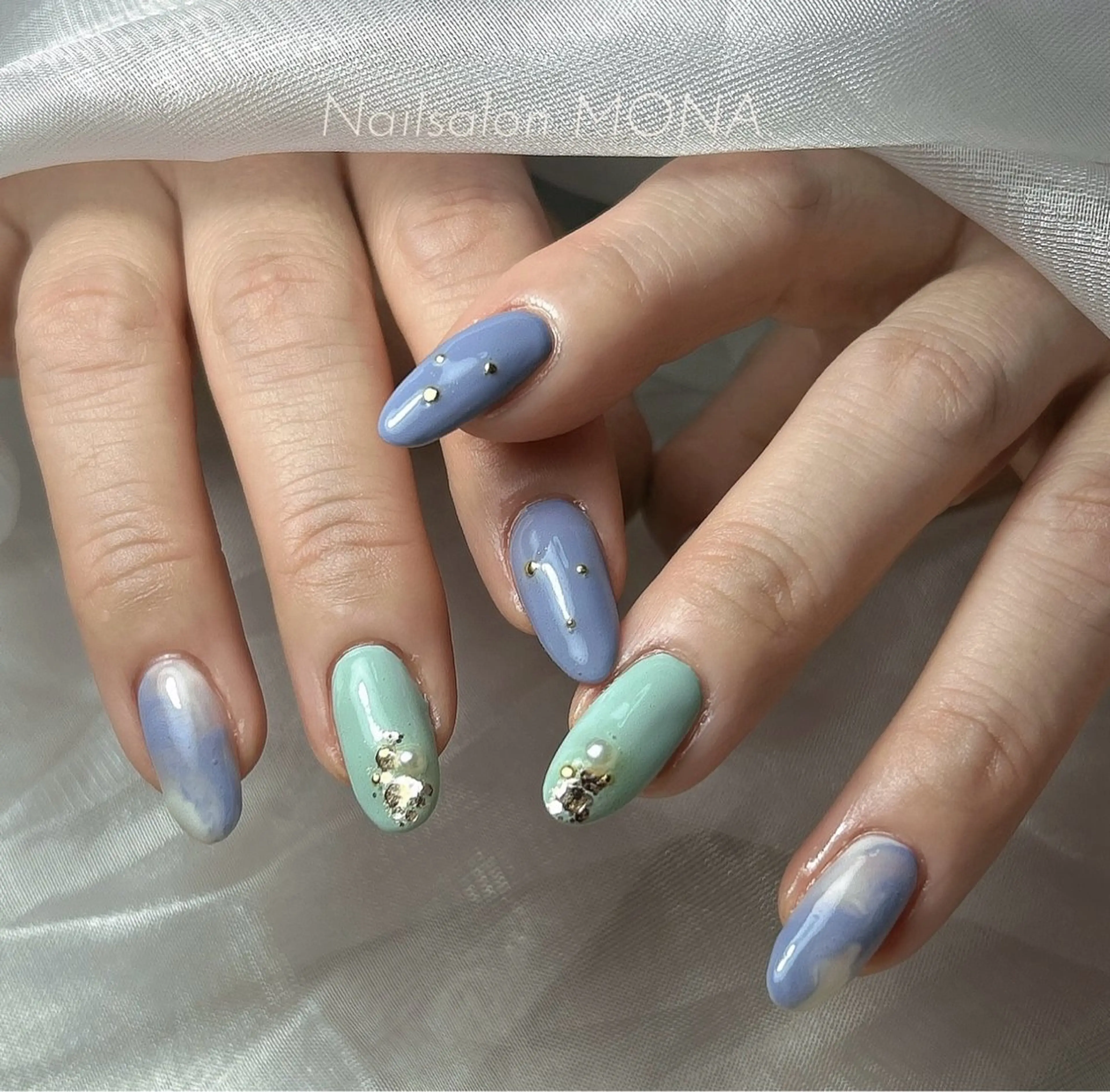 ネイル 大理石ネイル(マーブル) ニュアンスネイル パステルネイル ハンドネイル Nailsalon MONA.のネイルデザイン