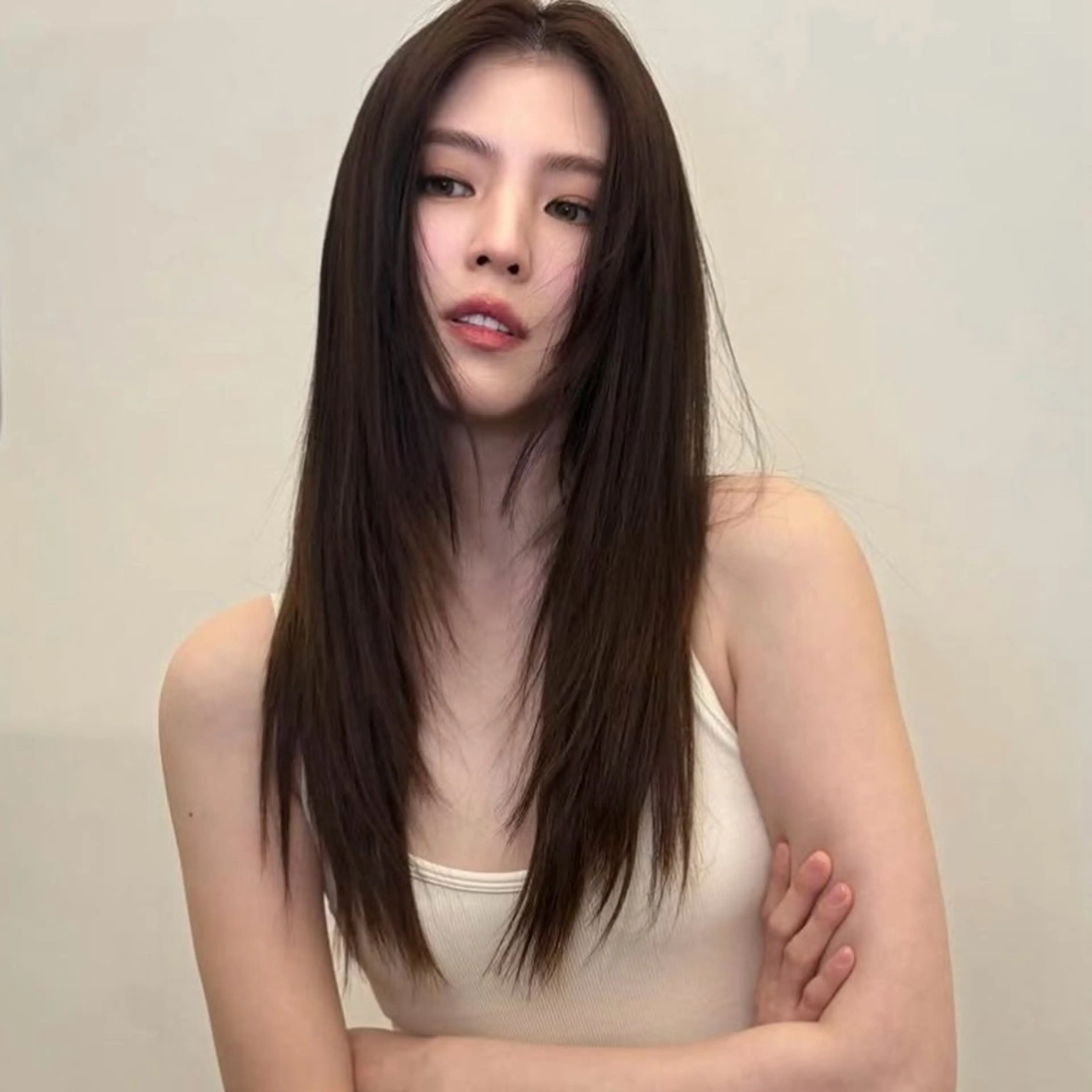 ロング カラー 透明感カラー 顔まわりレイヤー 顔周りカット ハッシュカット 姫カット カット ヘアカラー トリートメント nonoka オリーブ/レイヤーのヘアスタイル