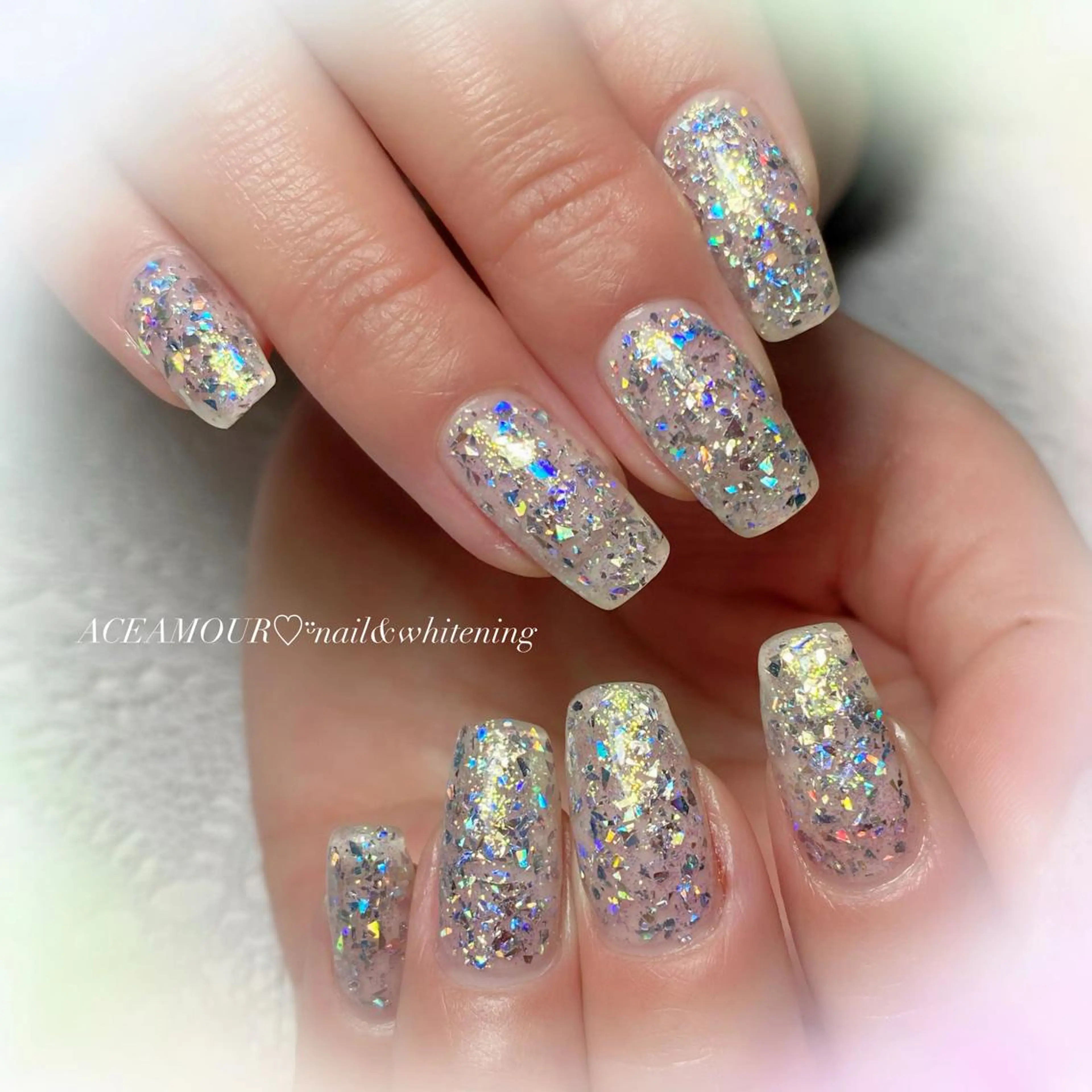 ネイル キラキラネイル ラメ(グリッター) ワンカラーネイル ネイル/耳つぼ /新ホワイトニングのネイルデザイン