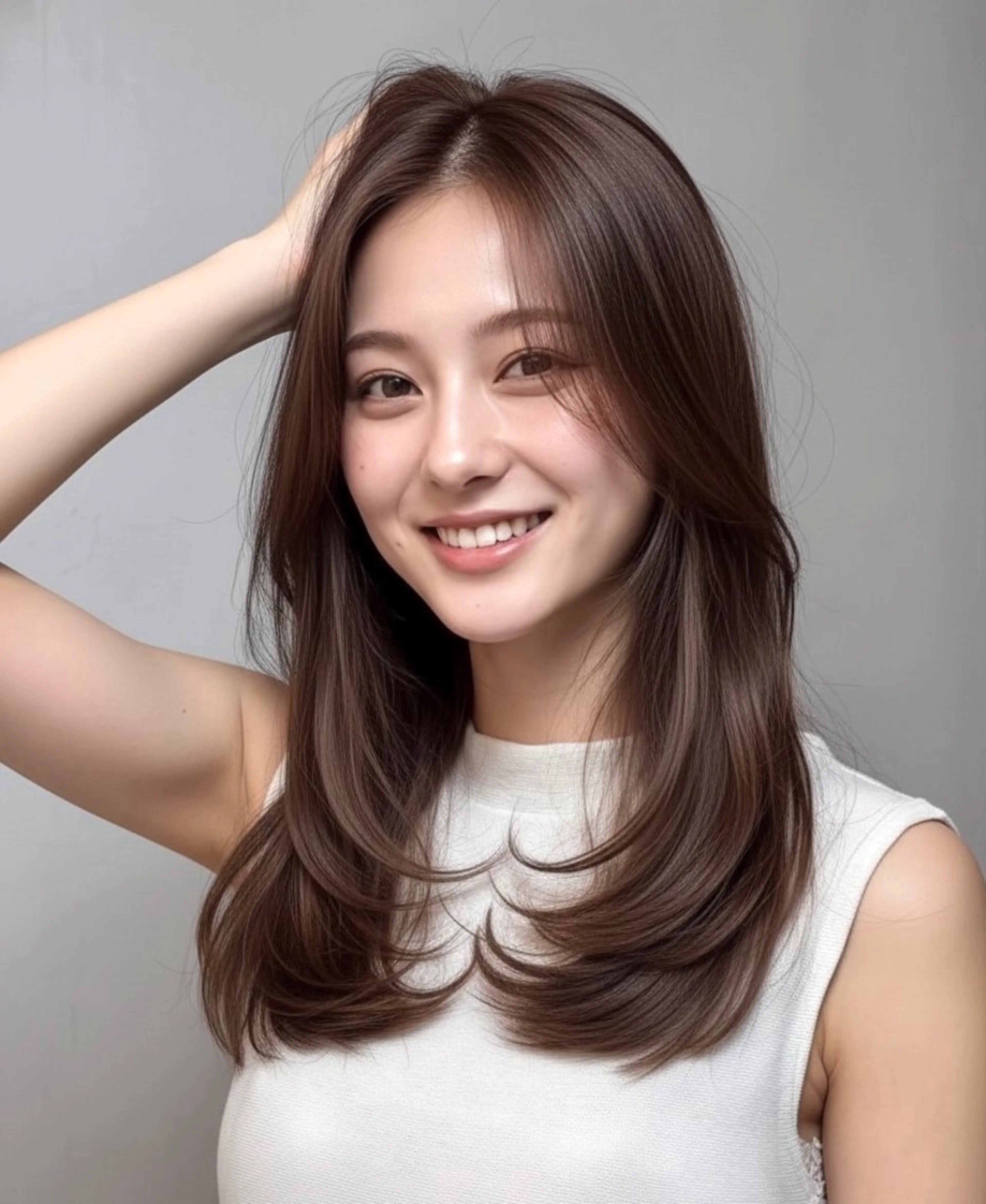 ロング カラー ヘアアレンジ カット ヘアカラー トリートメント リベルテ所属・♦️髪質改善韓国レイ ヤー♦️副店長のヘアスタイル