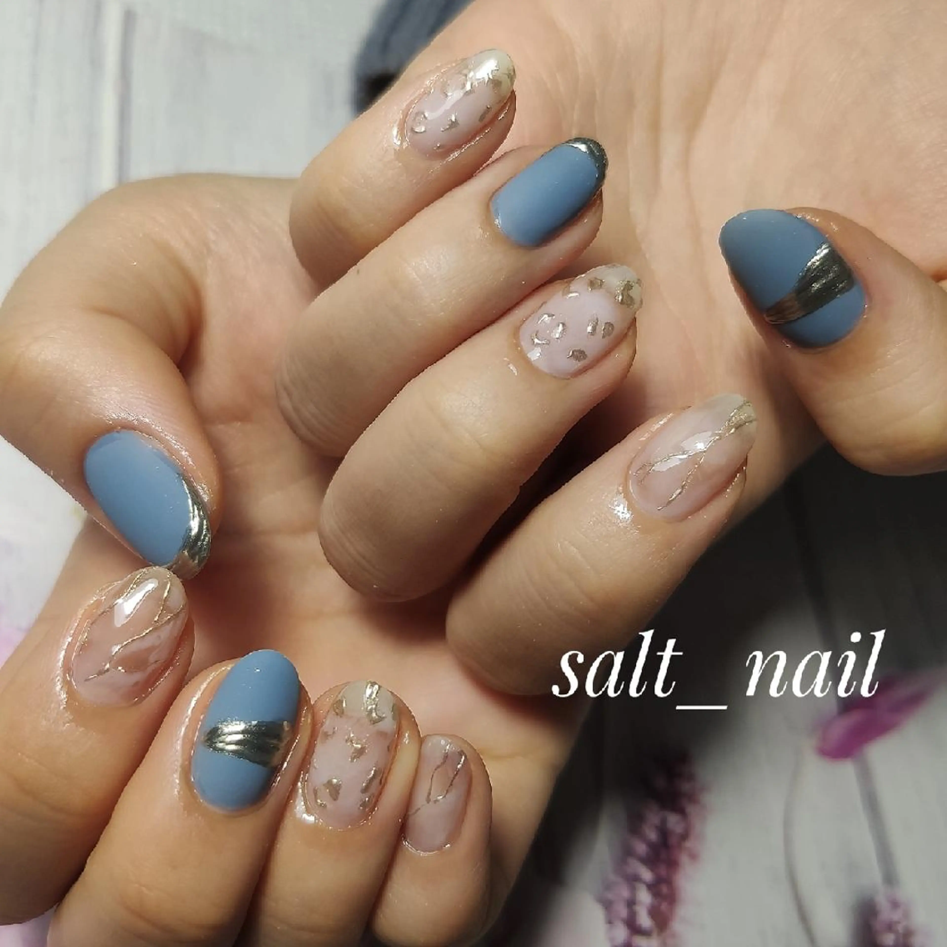 ネイル ミラーネイル ニュアンスネイル ハンドネイル 個人サロン saltnailのネイルデザイン