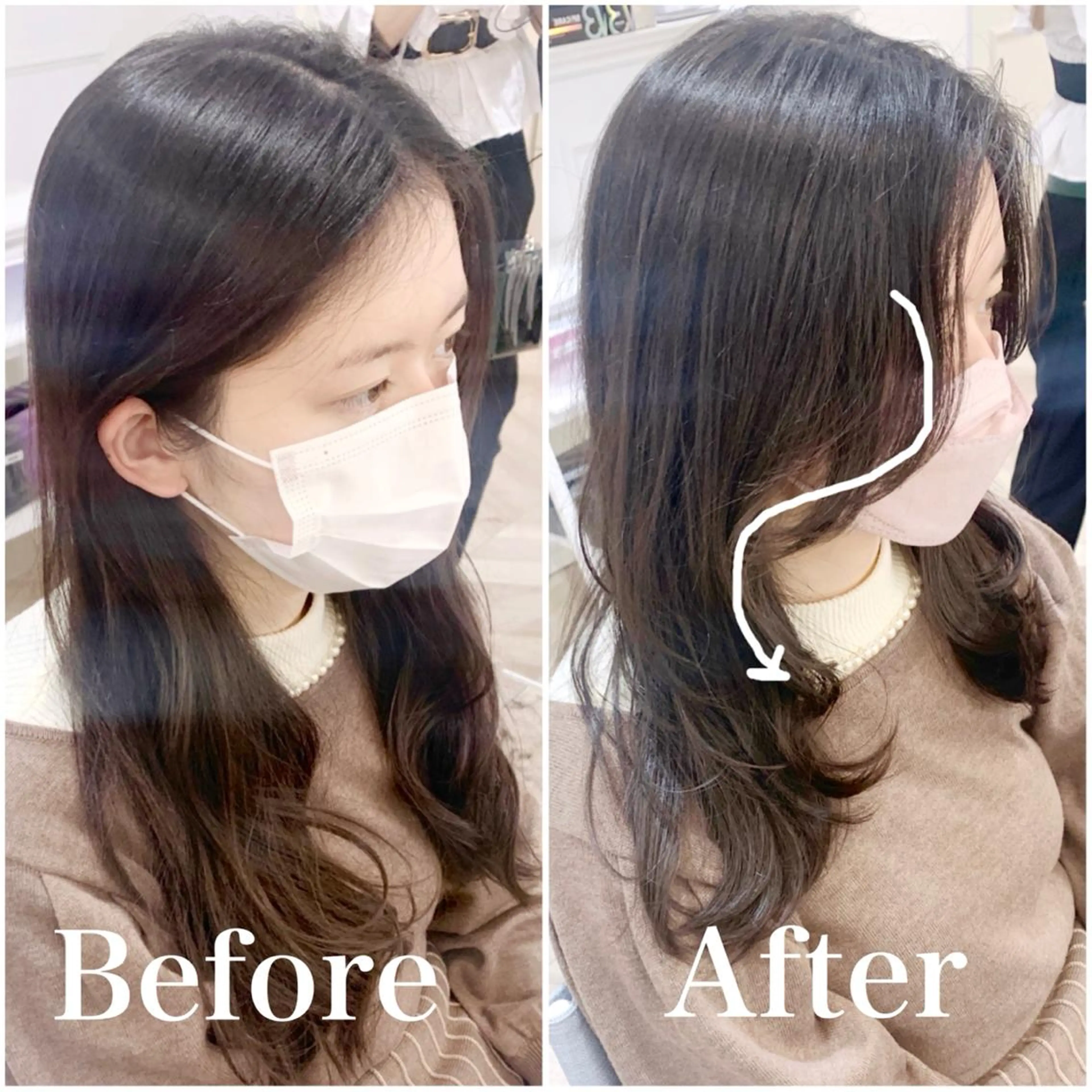 ロング ブリーチなしダブル/ レイヤーカット 小棹のヘアスタイル