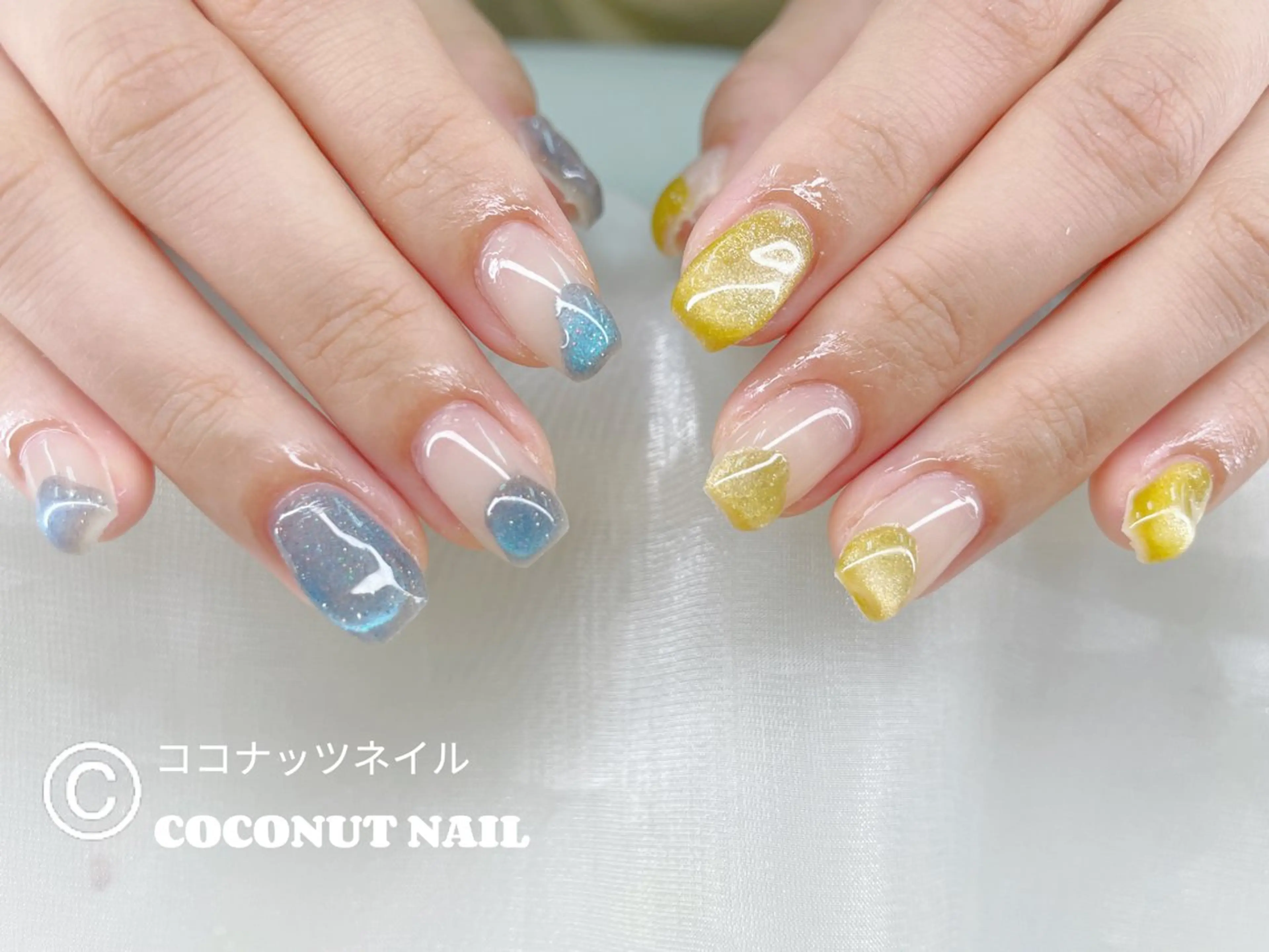 ネイル べっ甲ネイル フレンチネイル キラキラネイル マグネットネイル 大理石ネイル(マーブル) ハンドネイル 神田 ココナッツのネイルデザイン