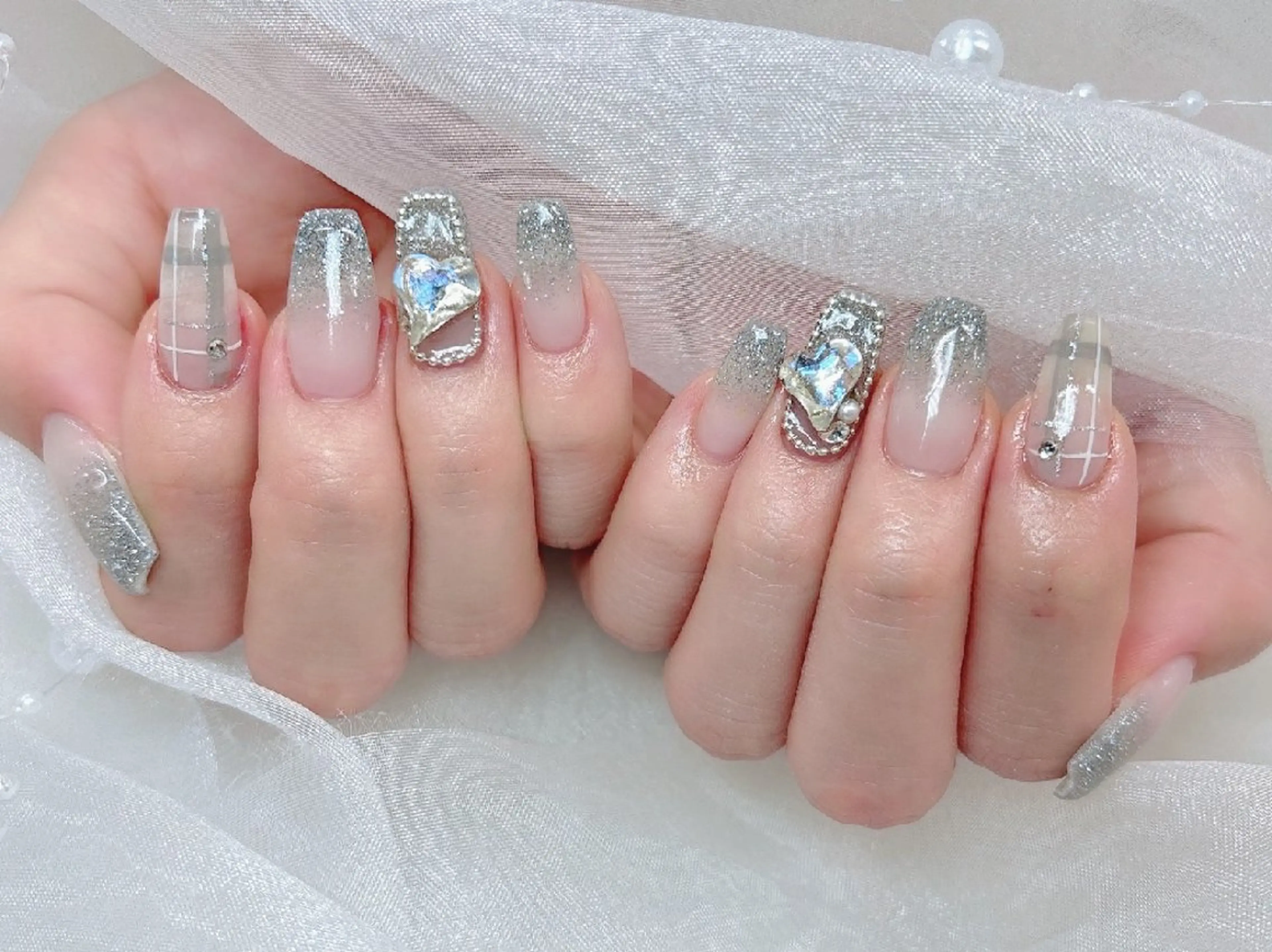 ネイル チークネイル 長さ出し フラッシュネイル フレンチネイル ジェルネイル Chouette Nailのネイルデザイン