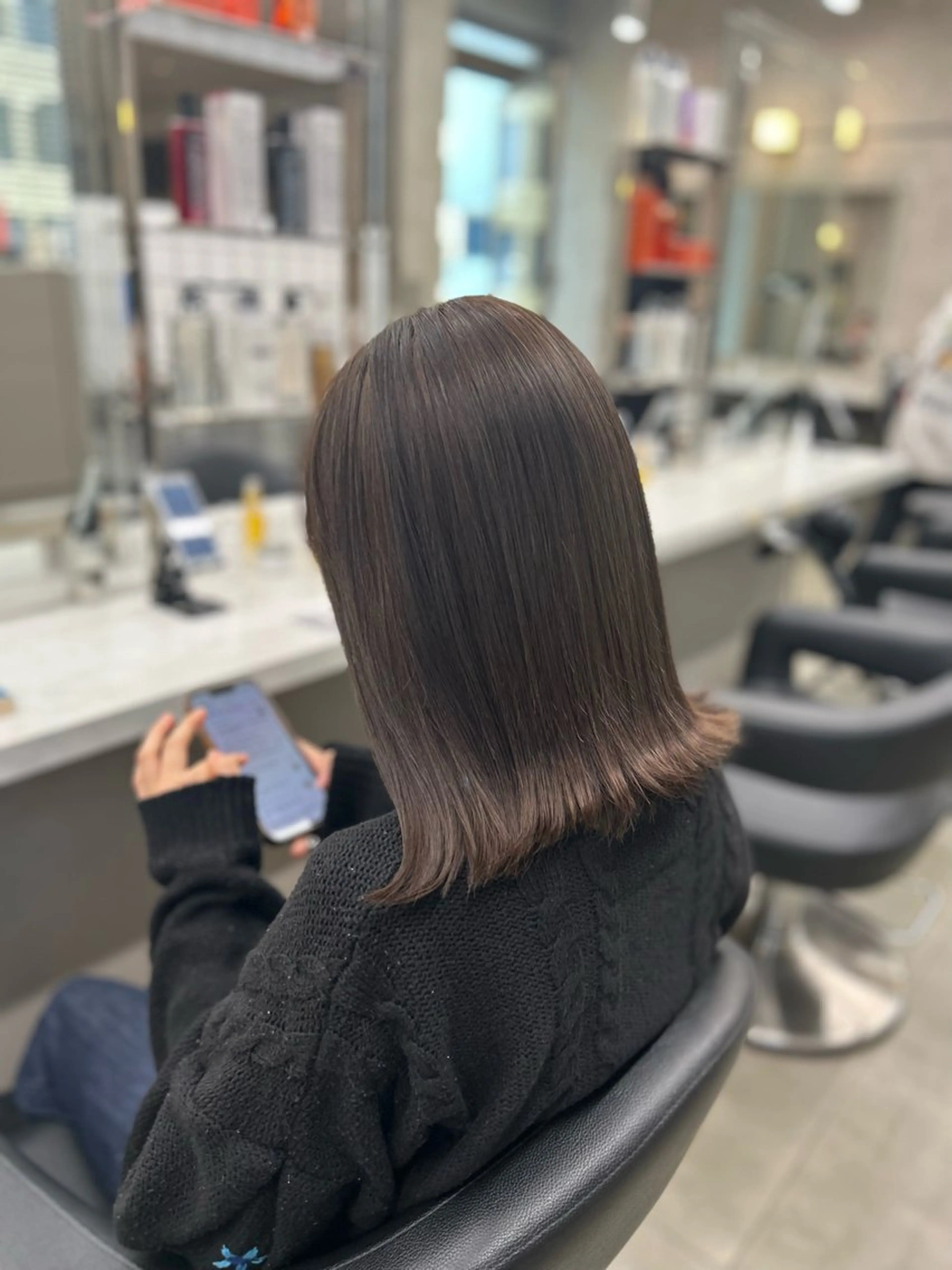 セミロング カラー パーマ ヘアアレンジ メンズ キッズ ブリーチなしカラー/ ブラウン/レイヤーのヘアスタイル